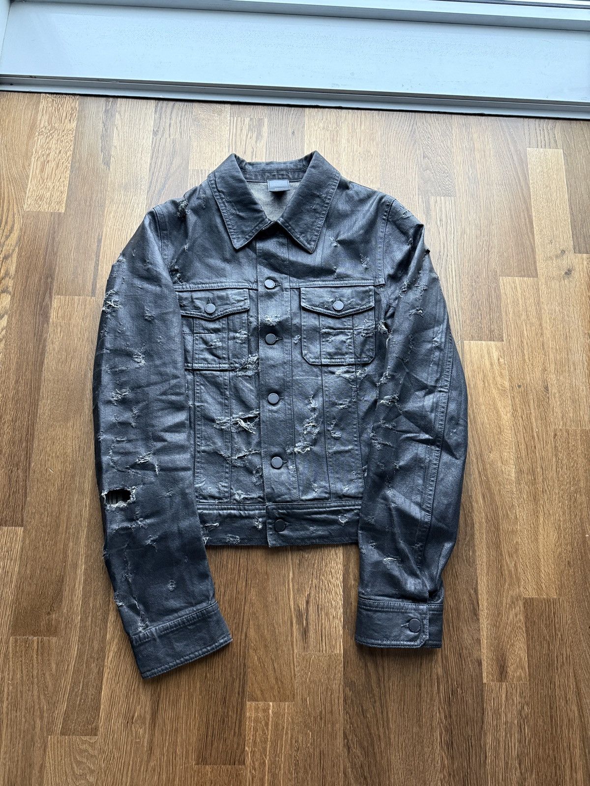 a*1様 dior homme 04ss strip期 destroy coat Dior Dior Homme 04SS Strip Wax Denim Destroy Jkt | Grailed