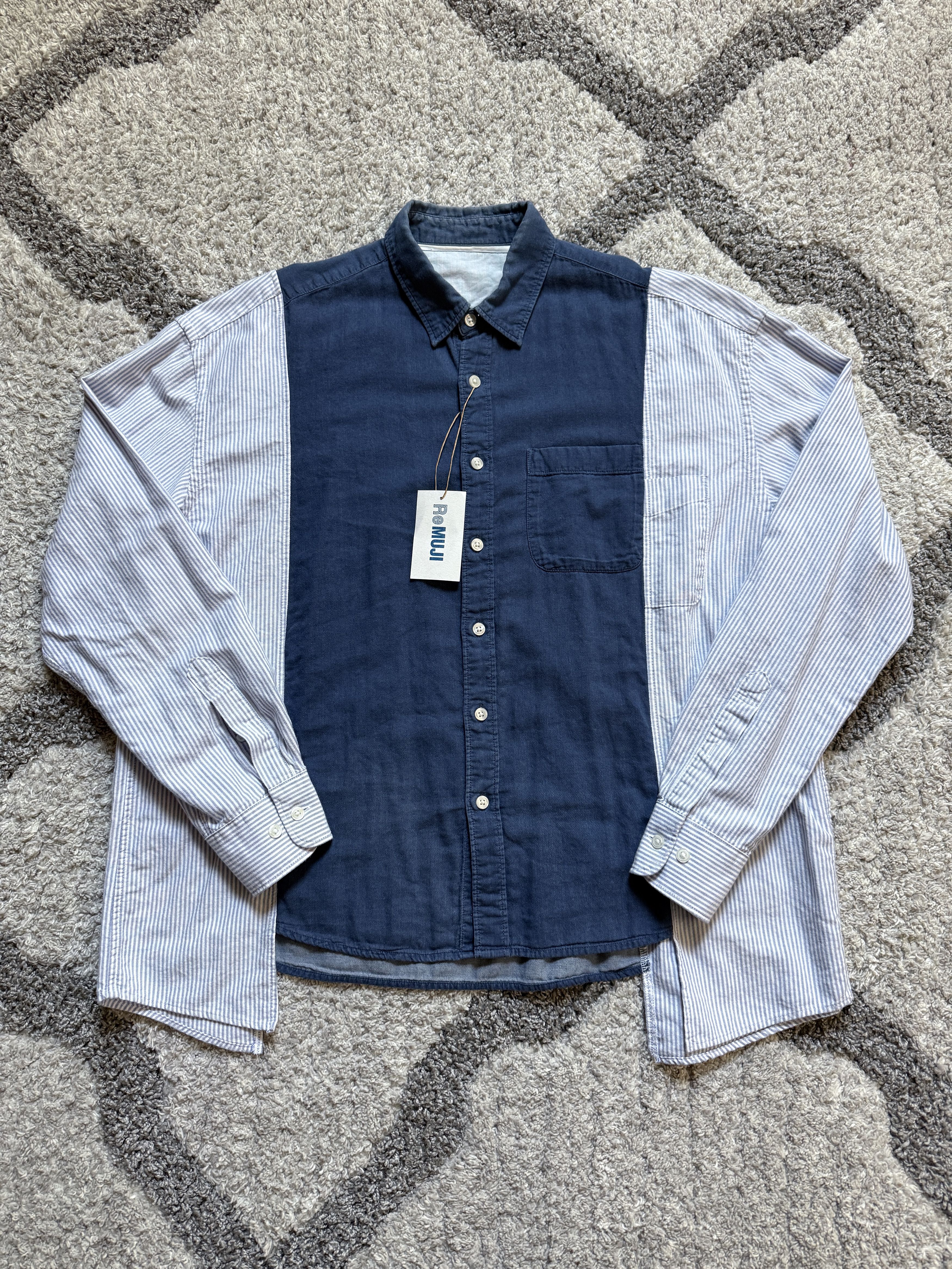 Japanese Brand Muji Japan ReMUJI Reconstructed Shirt (Indigo Dyed) Size US M / EU 48-50 / 2 - 1 Thumbnail