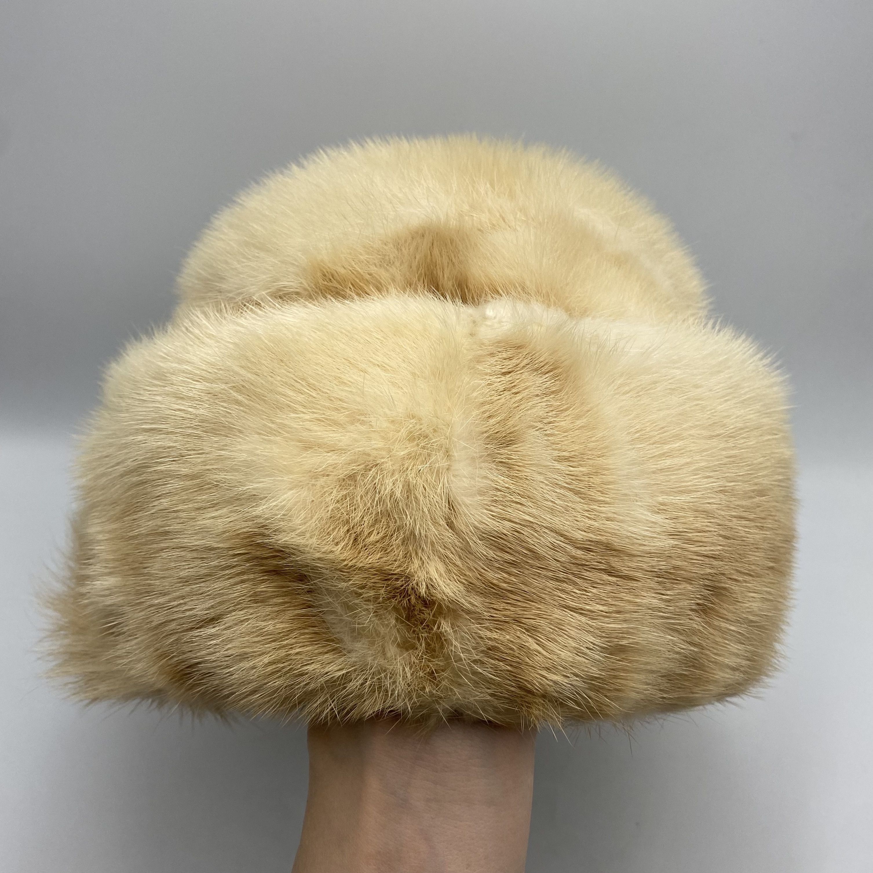 Vintage Vintage Women’s Mink Fur Hat Beige Size S 1980s Ukraine Size ONE SIZE - 2 Thumbnail