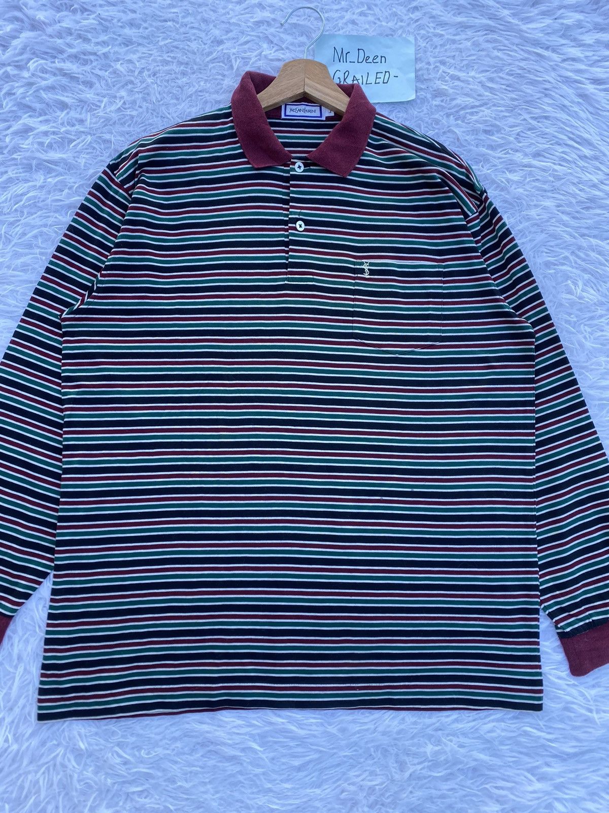 Yves Saint Laurent Rare Vintage Yves Saint Laurent YSL Striped Collar Shirt Size US M / EU 48-50 / 2 - 4 Thumbnail