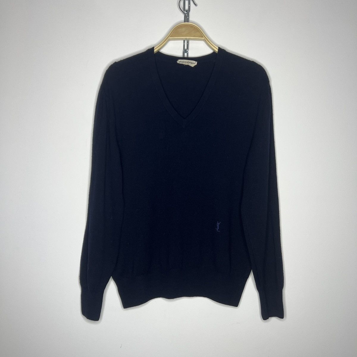 Designer × Yves Saint Laurent Yves Saint Laurent YSL Wool Jumper Sweater Knitwear Navy Size US M / EU 48-50 / 2 - 1 Thumbnail