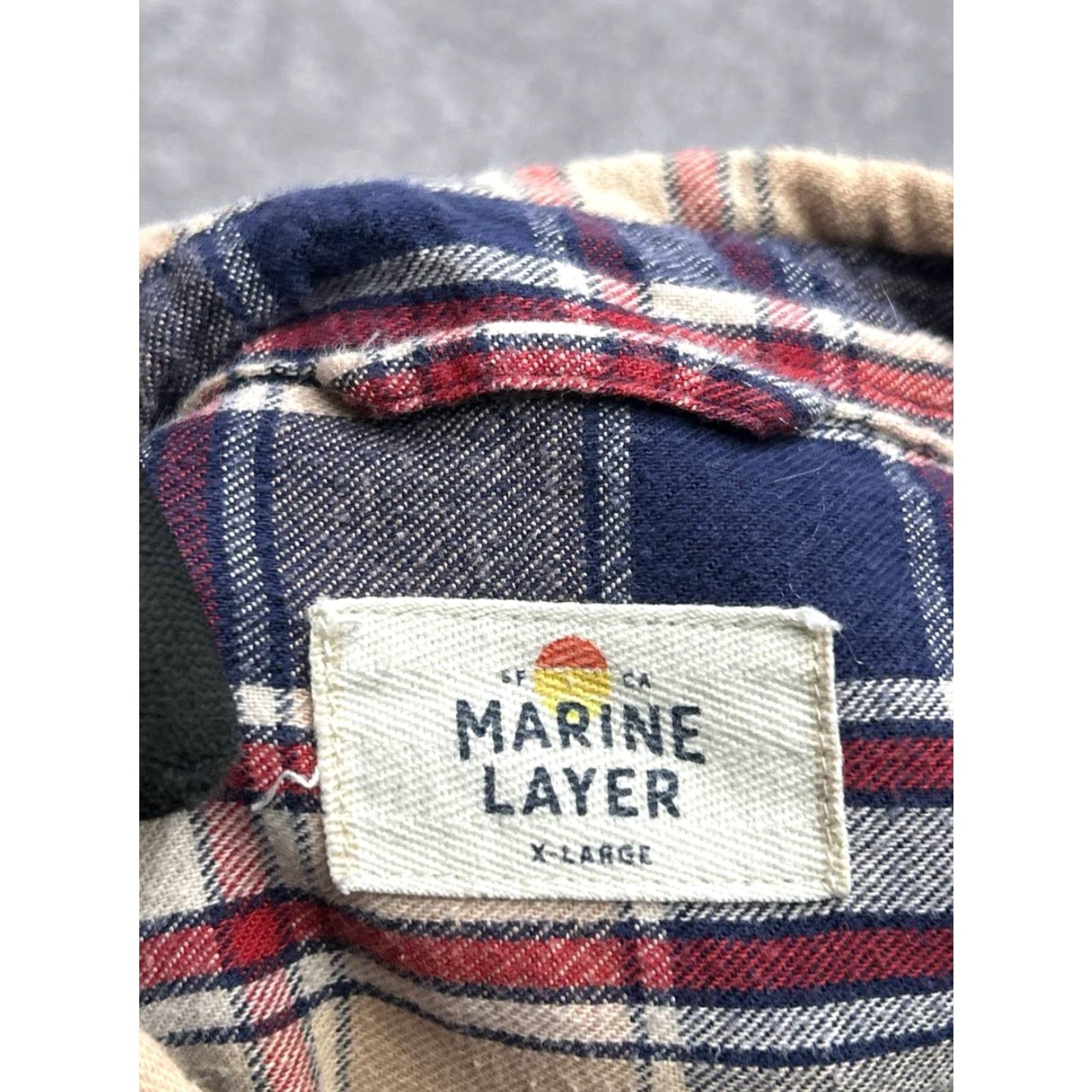 Marine Layer Marine Layer Shirt XL Multicolor Plaid Flannel Cotton Pleated Button Up Breathable Easy Care Pockets Casual Travel Modern Mens Size US XL / EU 56 / 4 - 4 Thumbnail