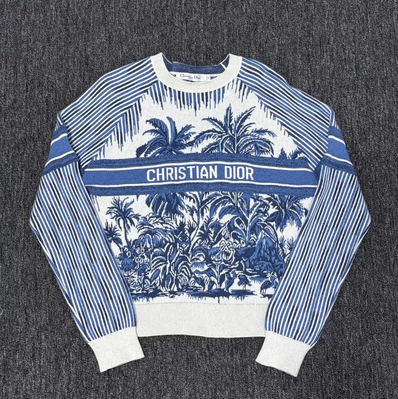 Dior Dior Blue Cashmere Printed Long Sleeve Sweater 0089 Size M / US 6-8 / IT 42-44 - 1 Thumbnail