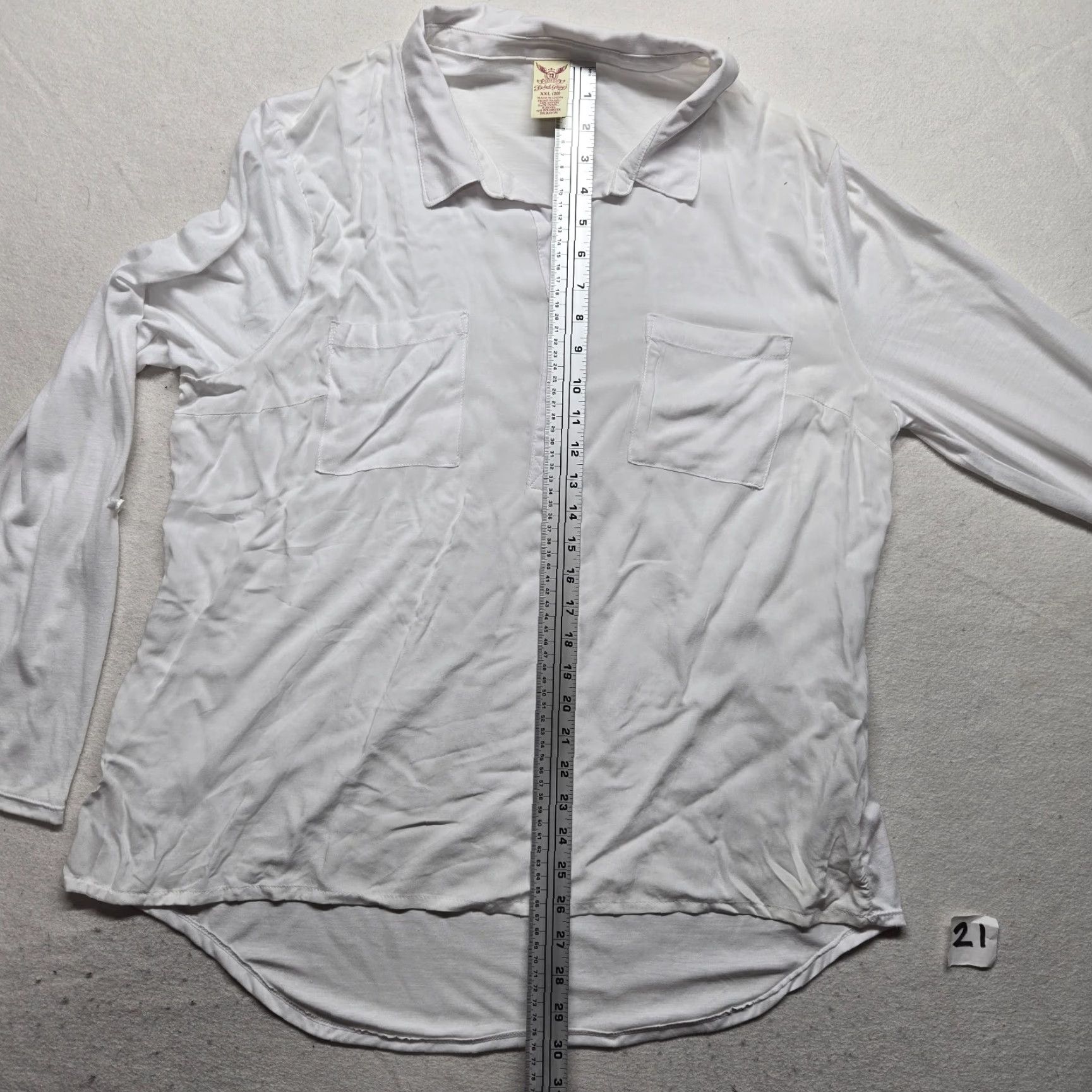 Faded Glory Faded Glory Shirt Blouse Solid White Long Sleeve Button Collared Pocket 2XL Plus Womens Size 3XL / US 20-22 - 6 Thumbnail