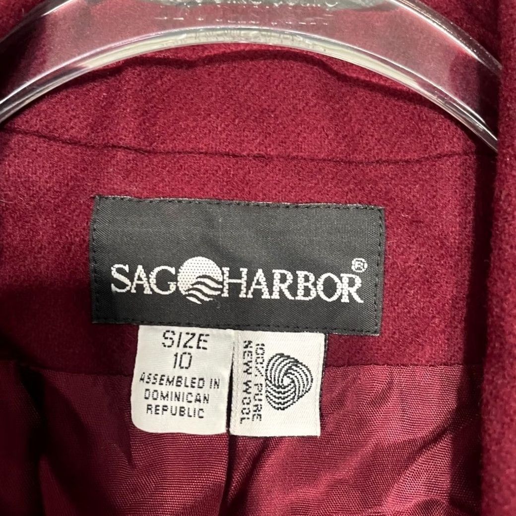 Vintage Sag Harbor Blazer Women Size 10 Maroon Red 100% Pure New Wool Casual One Button Size M / US 6-8 / IT 42-44 - 2 Thumbnail