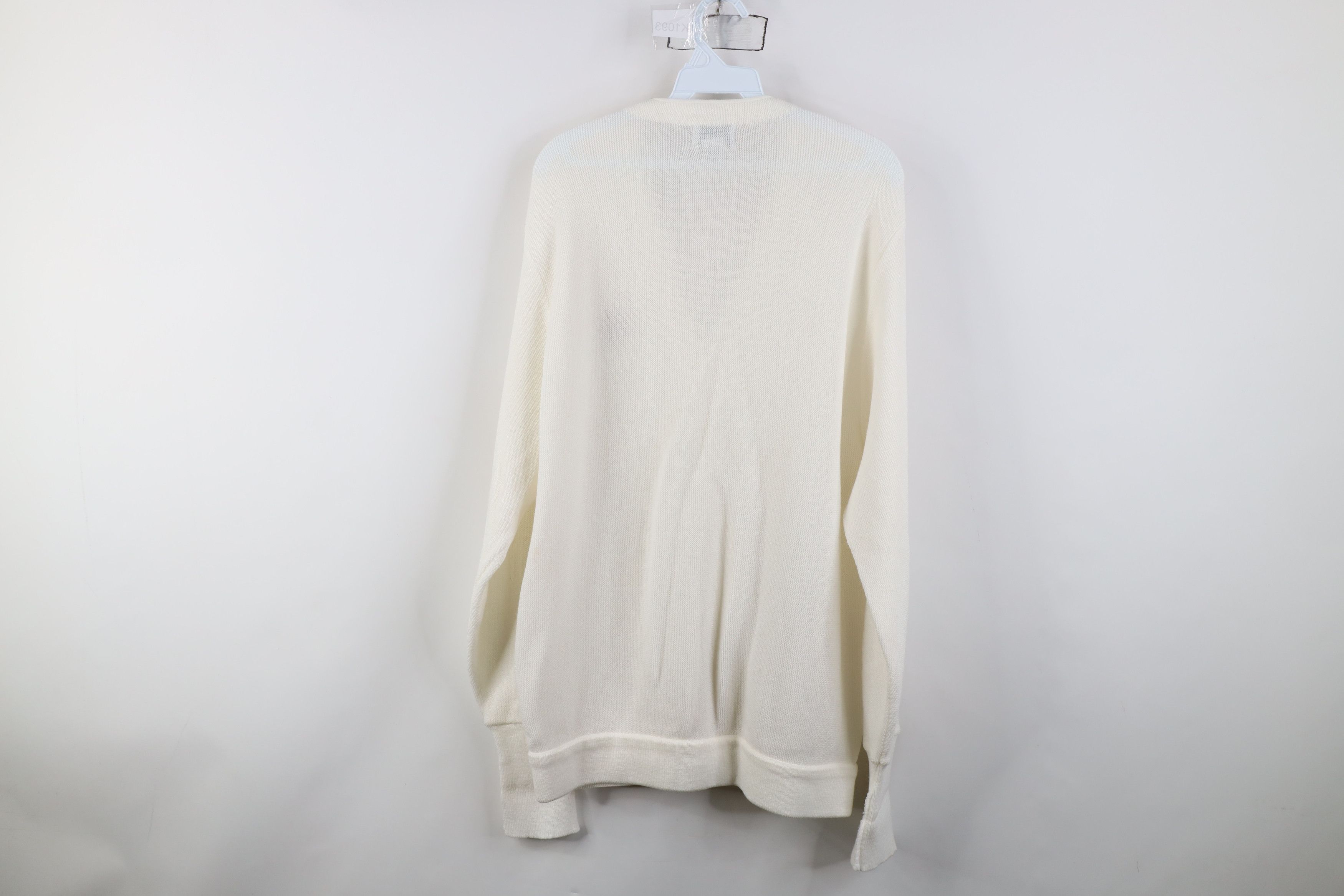 Izod Vintage 90s Izod Spell Knit Cardigan Sweater White Acrylic Size US XL / EU 56 / 4 - 10 Thumbnail