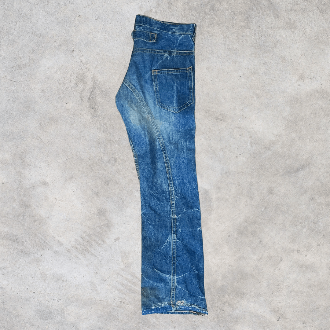 Alfredo Bannister VTG ALFREDO BANNISTER RAGRISE Y2K sashiko FLARE jeans Size 32" / US 10 / IT 46 - 3 Thumbnail