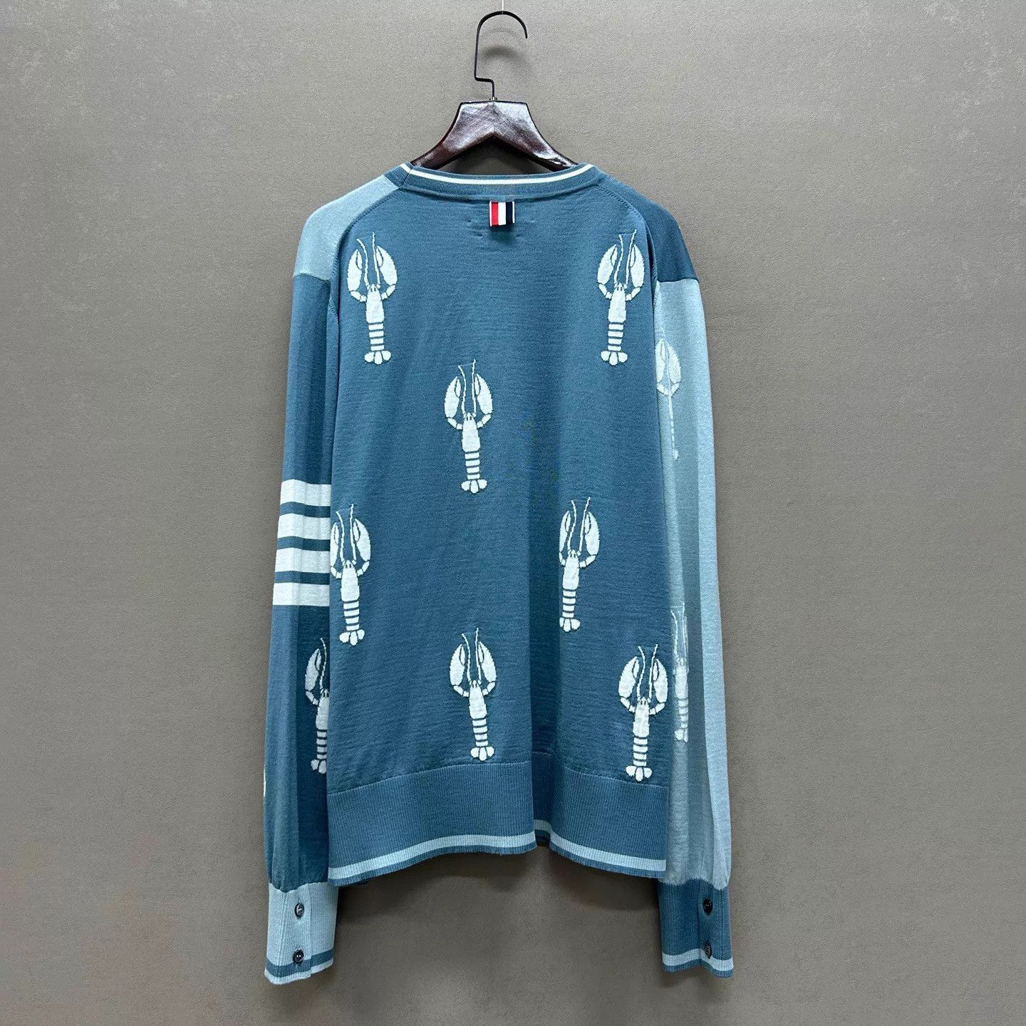 Thom Browne Thom Browne 99 New Blue Lobster Embroidered Wool Cardi3 Size L / US 10 / IT 46 - 2 Thumbnail