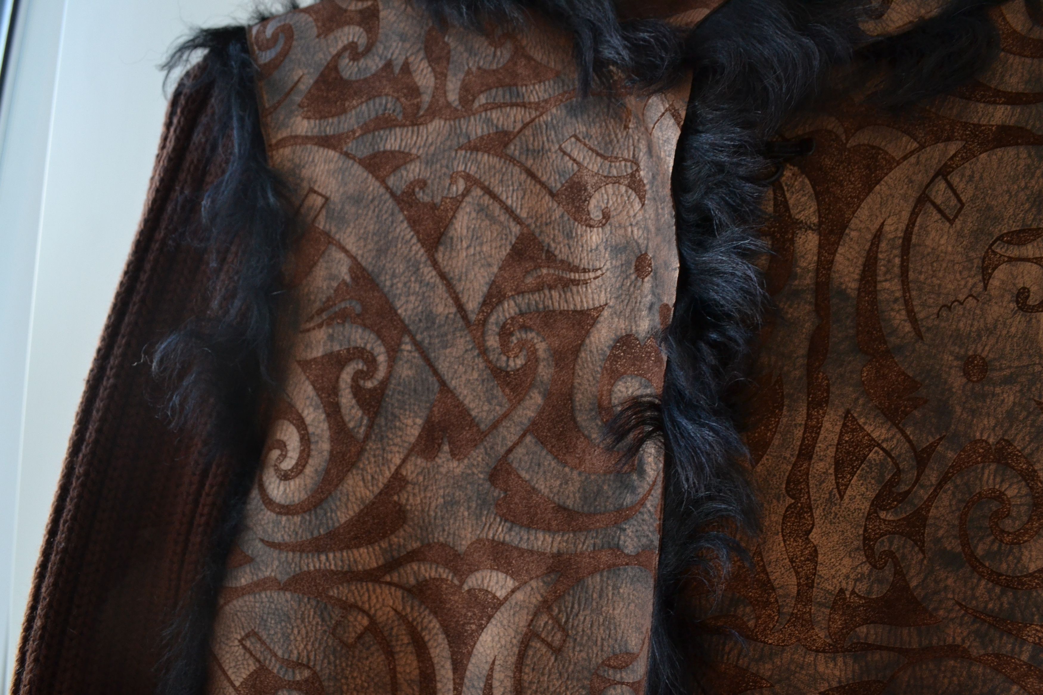 Roberto Cavalli 🔴 ROBERTO CAVALLI Leather Jacket Coat Shearling Wool Fur Size S / US 4 / IT 40 - 14 Thumbnail
