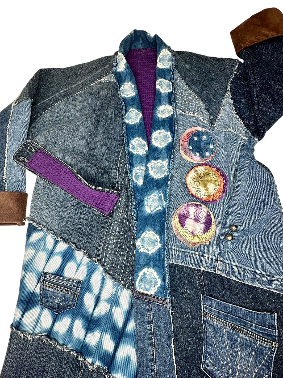 Handmade Handmade Unique Patchwork Denim Kimono Jacket Women’s Medium Size M / US 6-8 / IT 42-44 - 8 Thumbnail