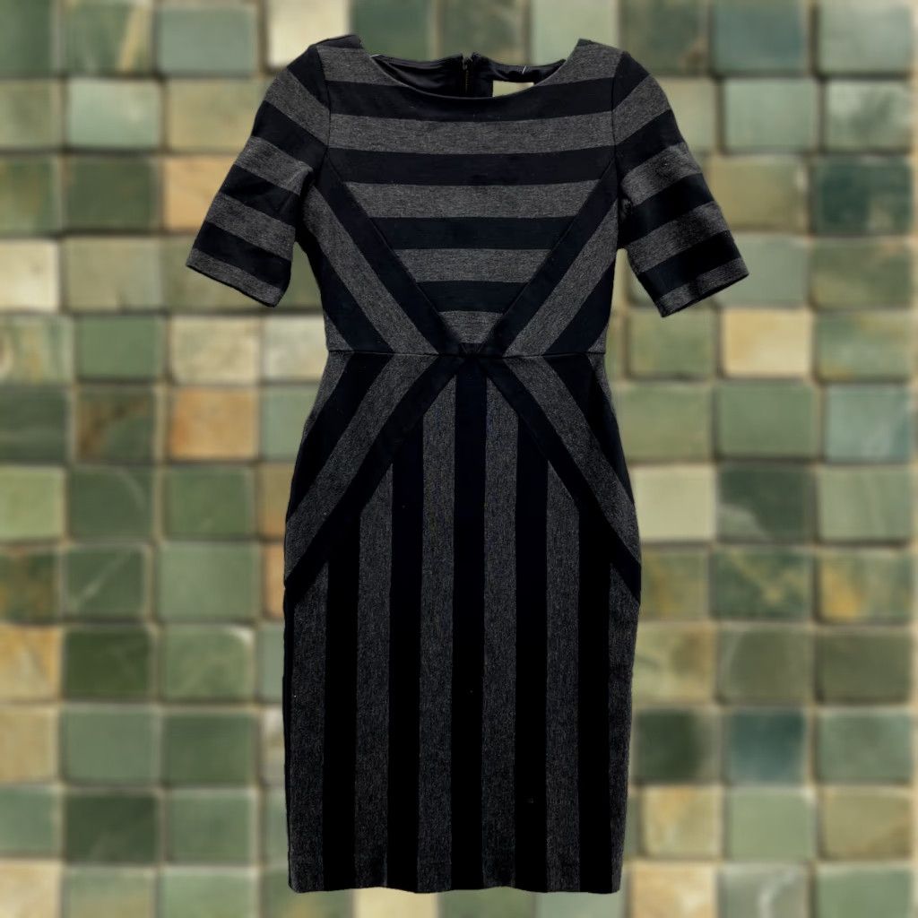 Anthropologie Anthropologie Maeve Pencil Dress Women 0 Black Gray Striped Classic Corpcore Y2k Womens Size XS / US 0-2 / IT 36-38 - 1 Thumbnail
