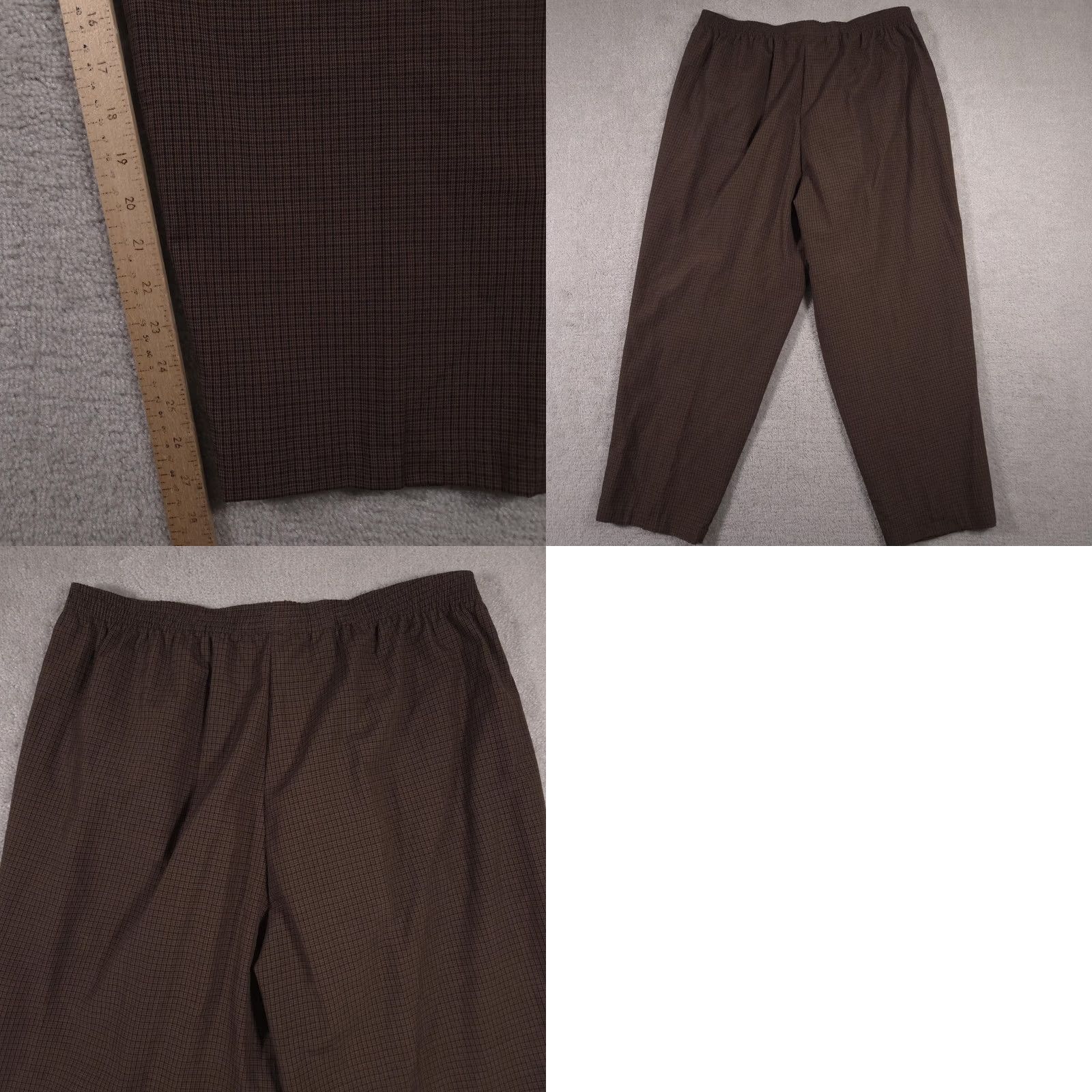 Vintage Br Briggs Plus Size Womens Plaid Brown Polyester Pants 24W Elastic Waist Size 42" / US 20 - 9 Thumbnail