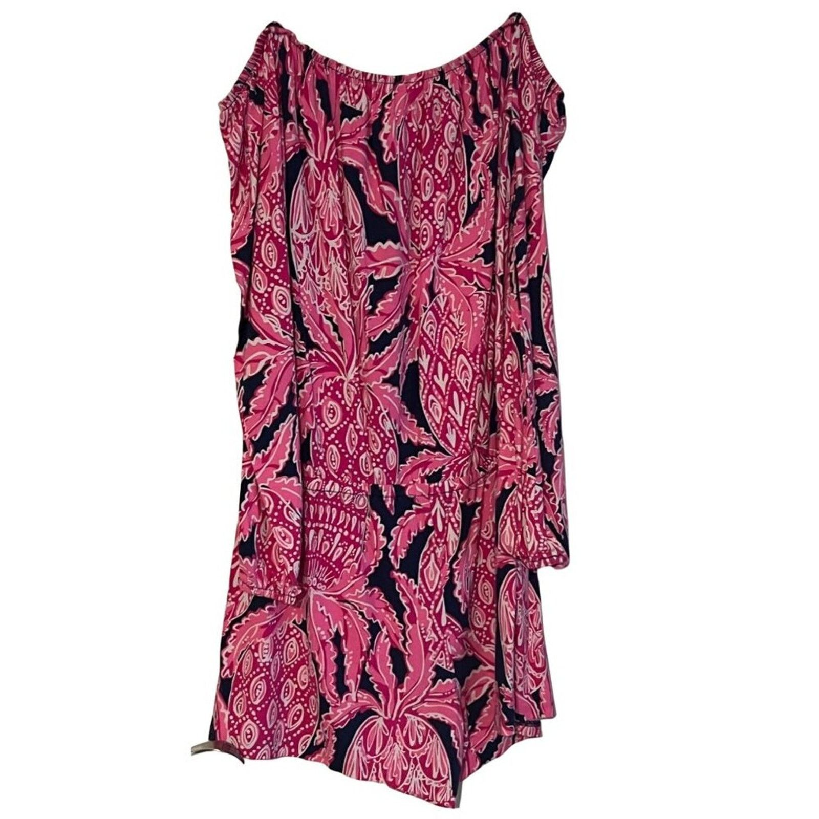 Lilly Pulitzer Lilly Pulitzer Lana Off-The-Shoulder Romper Coco Safari Size 26" / US 2 / IT 38 - 3 Thumbnail