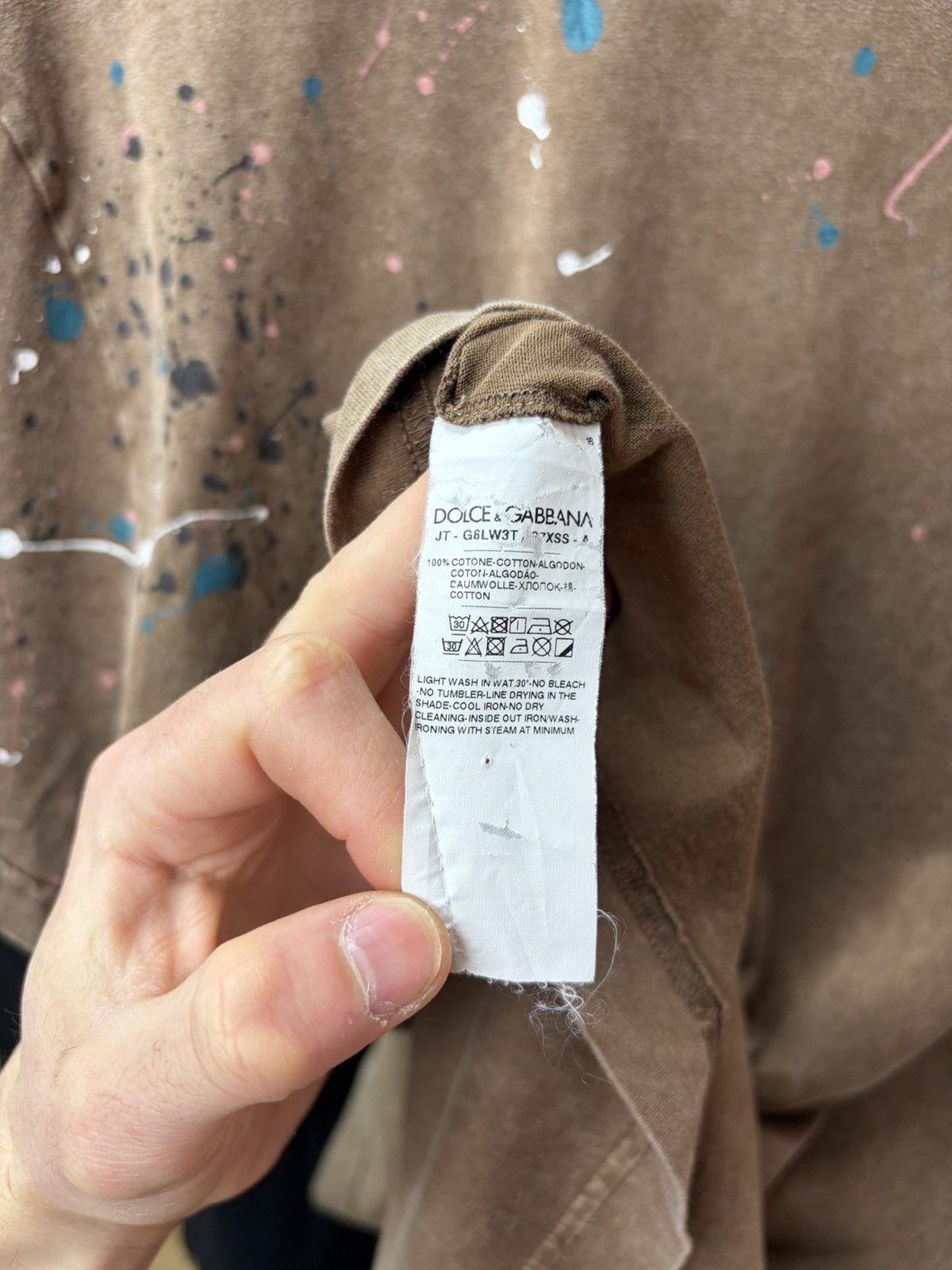 Vintage Dolce & Gabbana Paint Splatter Tee Brown DG Archive