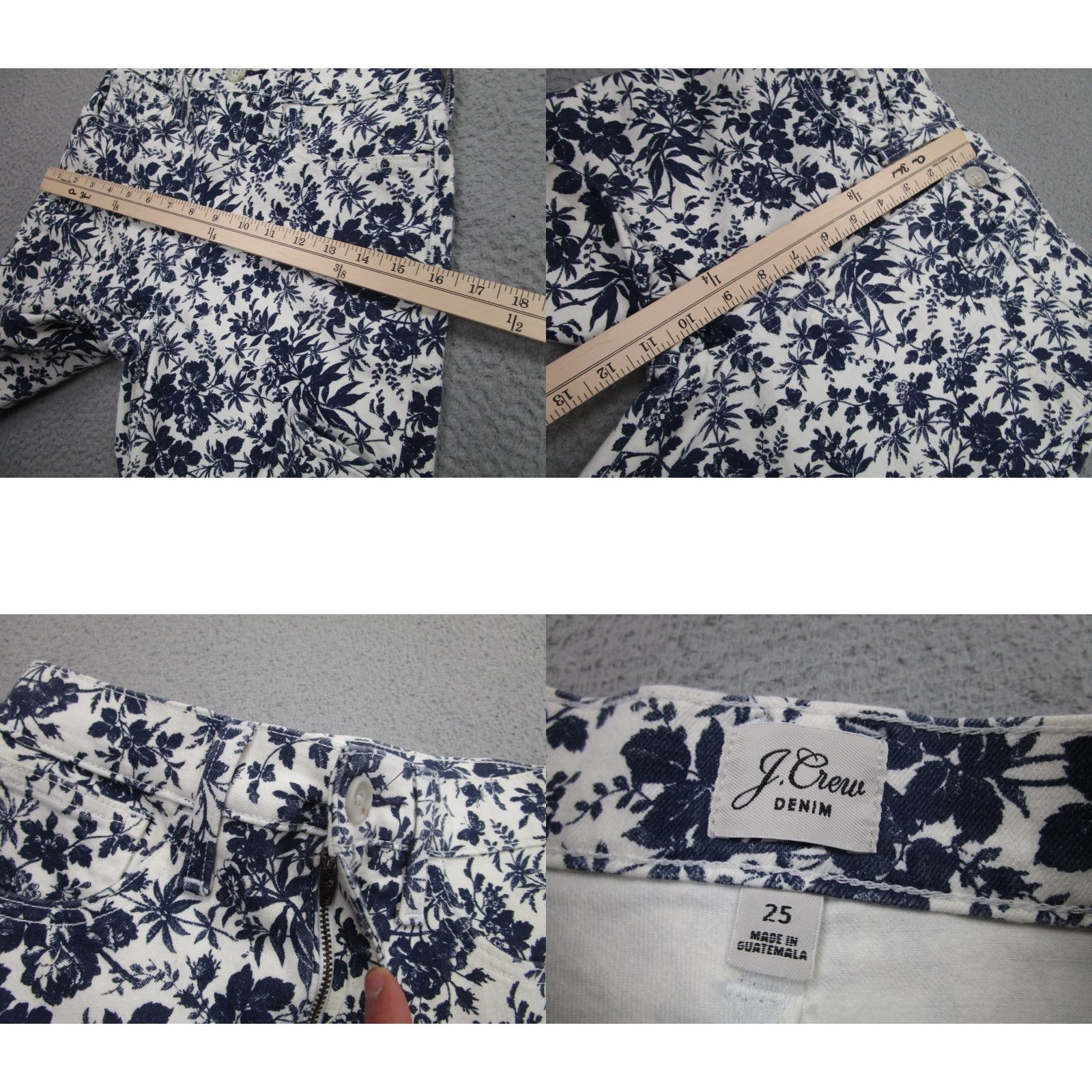 J.Crew J. Crew Jeans Womens 25 Blue White Slim Wide-Leg Floral Print Jeans Size 42" / US 20 - 8 Thumbnail
