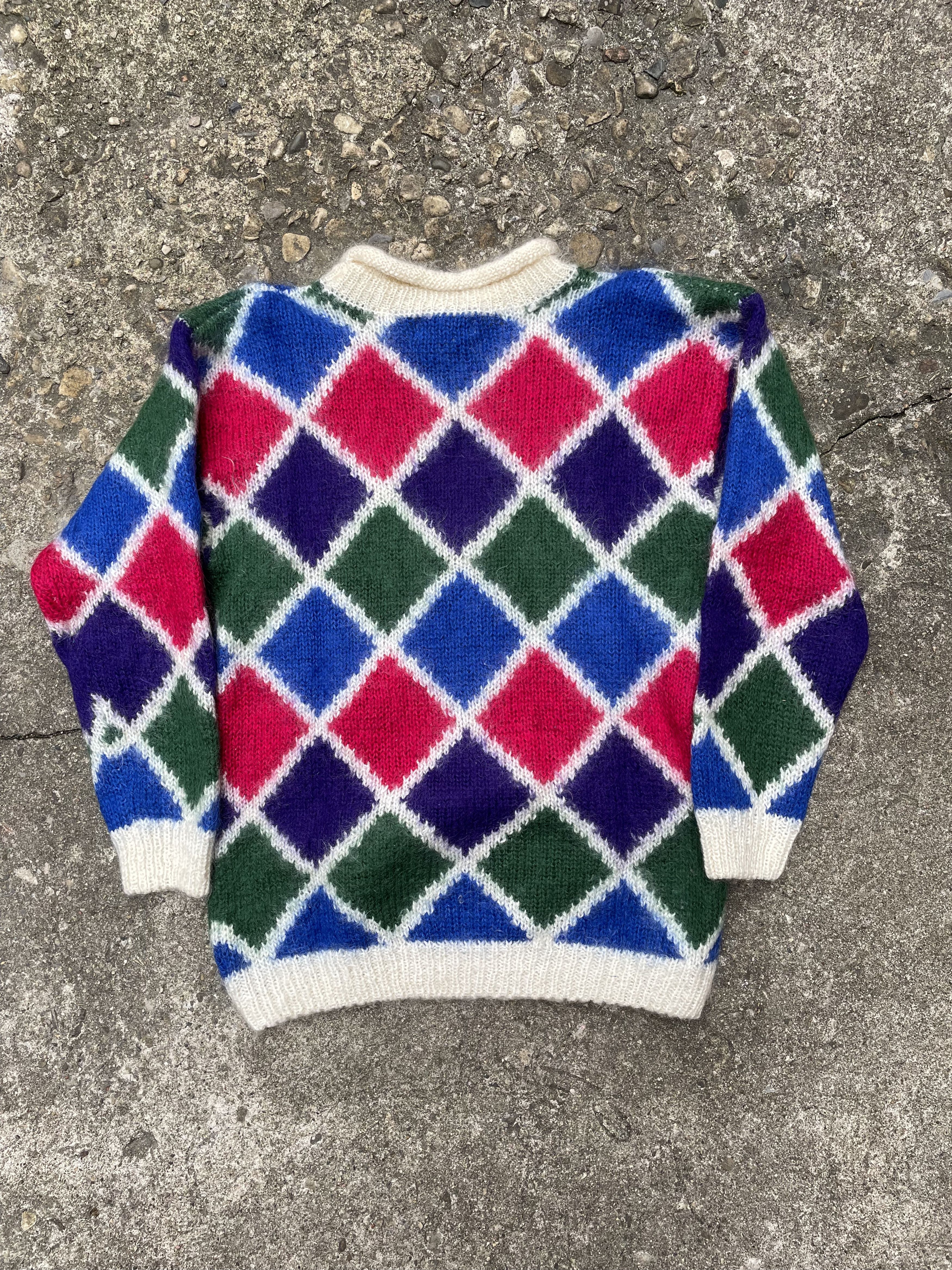 Eaton × Vintage VTG 1970’s Eaton Diamond Patterned Mohair Knit Sweater Size US M / EU 48-50 / 2 - 2 Thumbnail