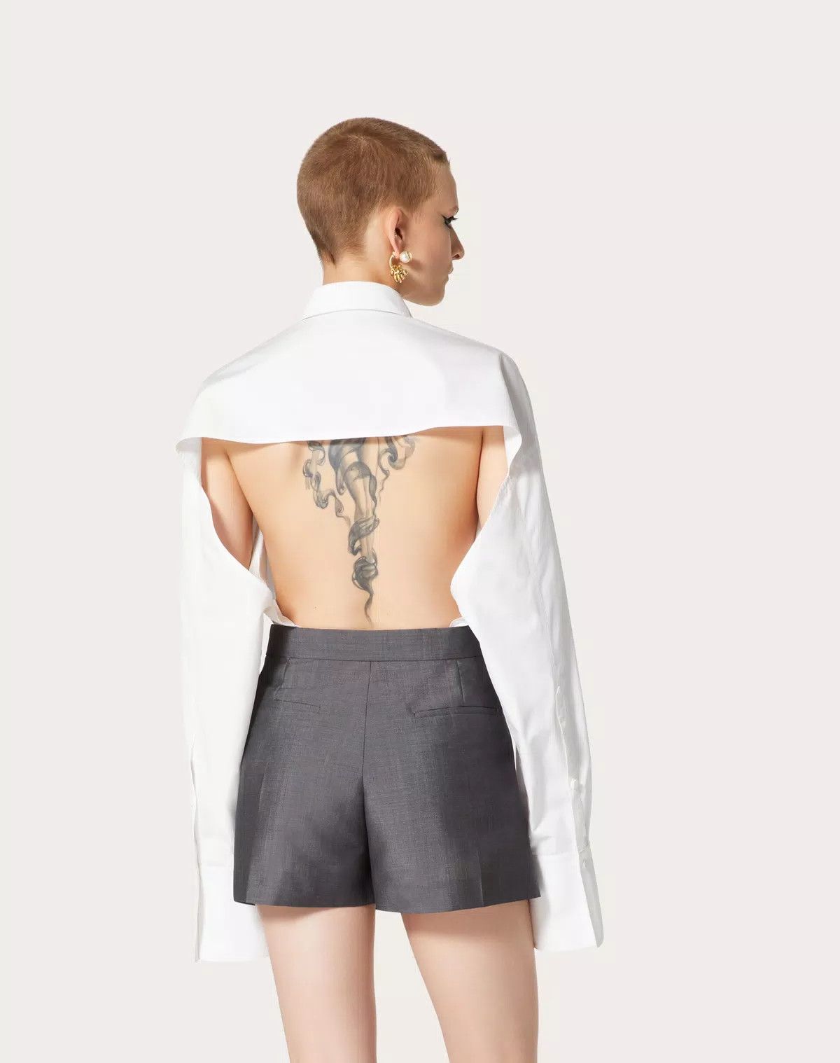 Valentino o1s1wg110625 Compact Popeline Blouse in White Size M / US 6-8 / IT 42-44 - 5 Thumbnail