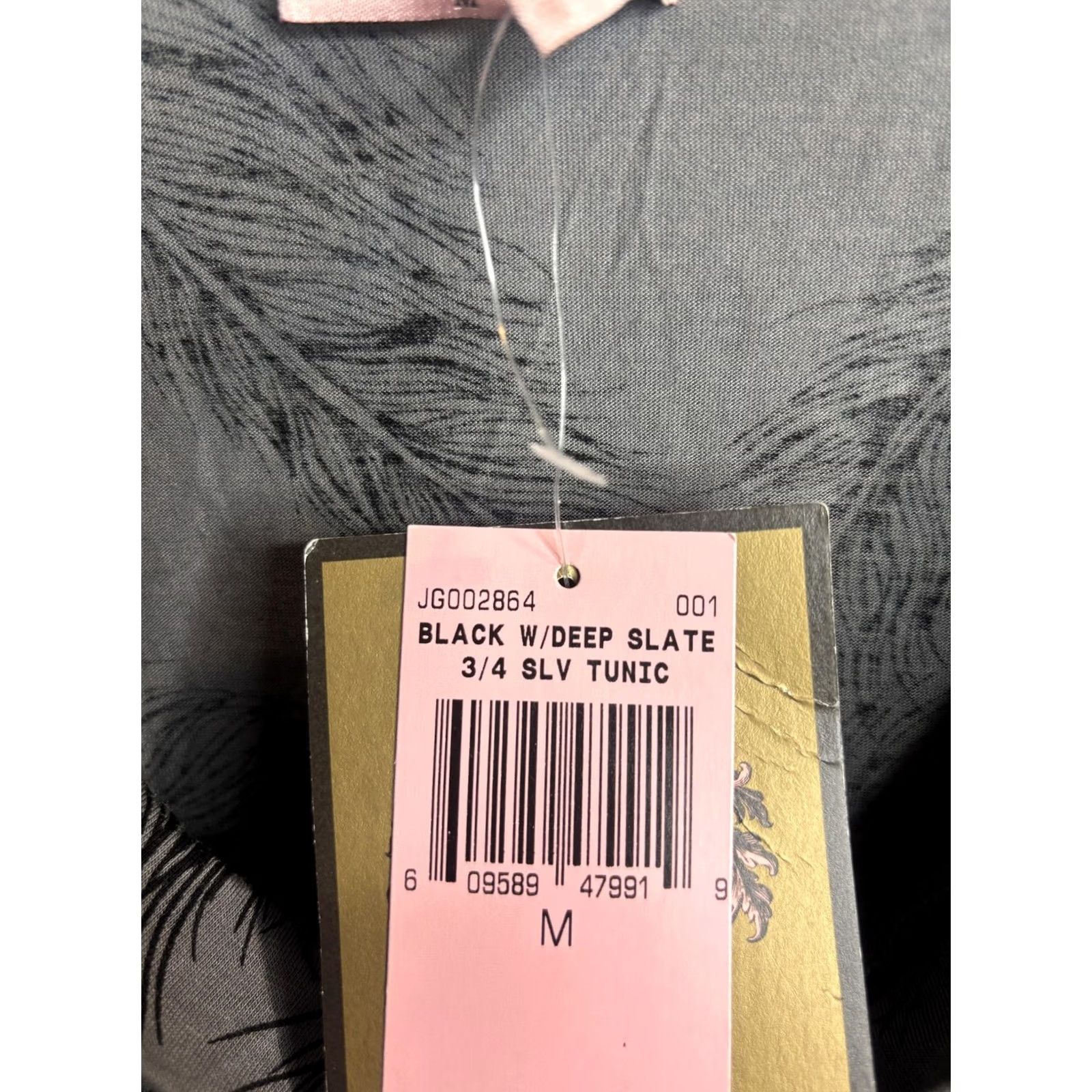 Juicy Couture Juicy Couture Tunic Top Womens M Gray Cowl Neck 3/4 Sleeve Dolman Feather Print Size M / US 6-8 / IT 42-44 - 4 Thumbnail
