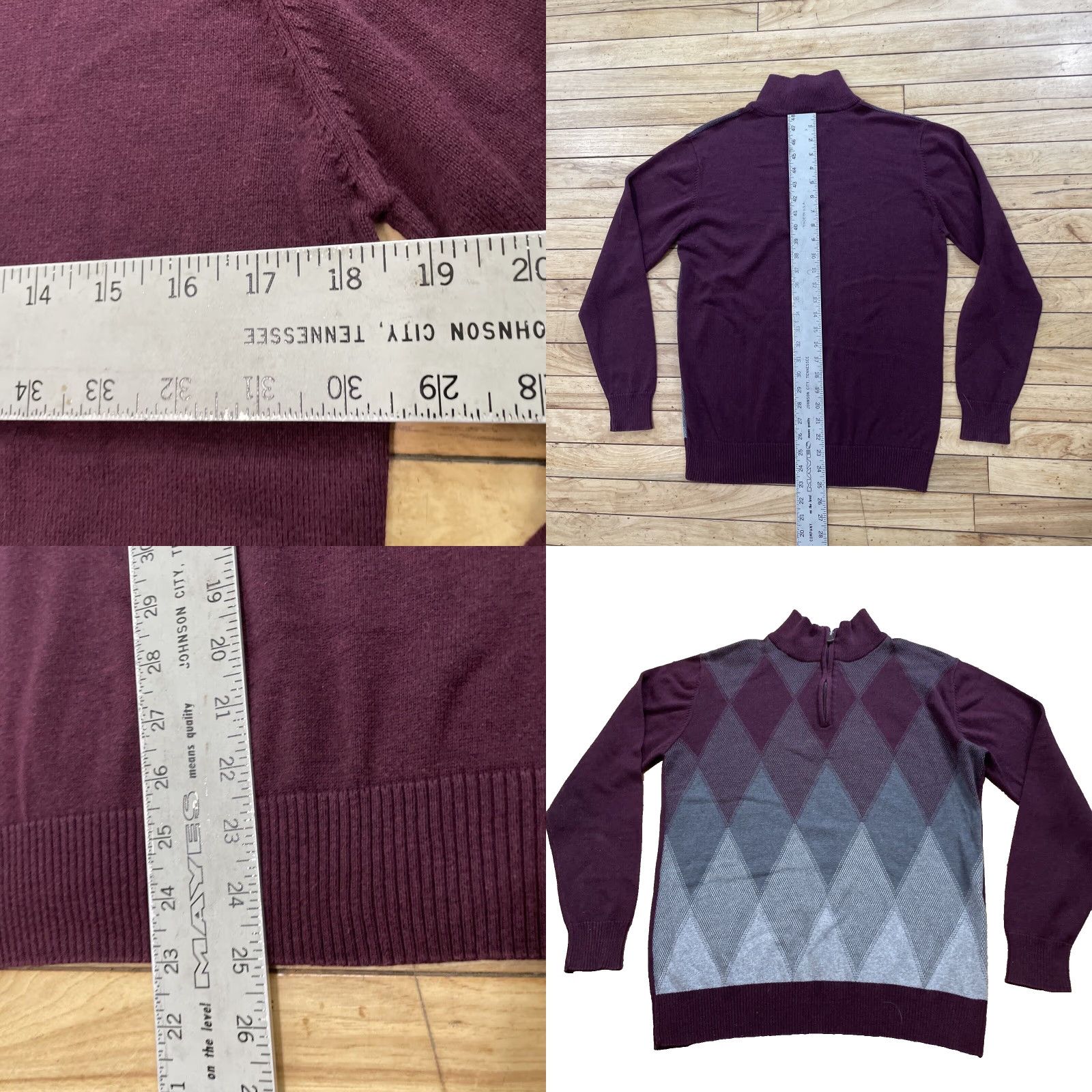 Vintage METHOD Sweater Men S 1/4 Zip Argyle Diamond Preppy Dark Academia Red Maroon Grey Diamond Knit Size US S / EU 44-46 / 1 - 8 Thumbnail