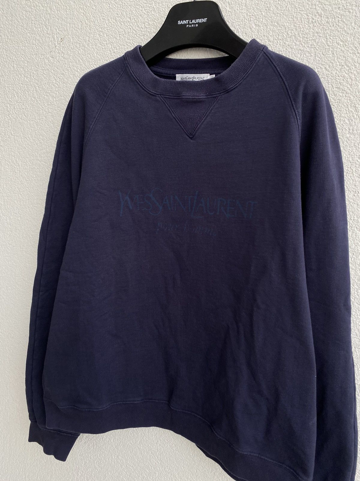 Yves Saint Laurent Big Logo YSL Sweatshirt Navy YSL Sweater Purple YSL Crewneck Size US XL / EU 56 / 4 - 1 Thumbnail
