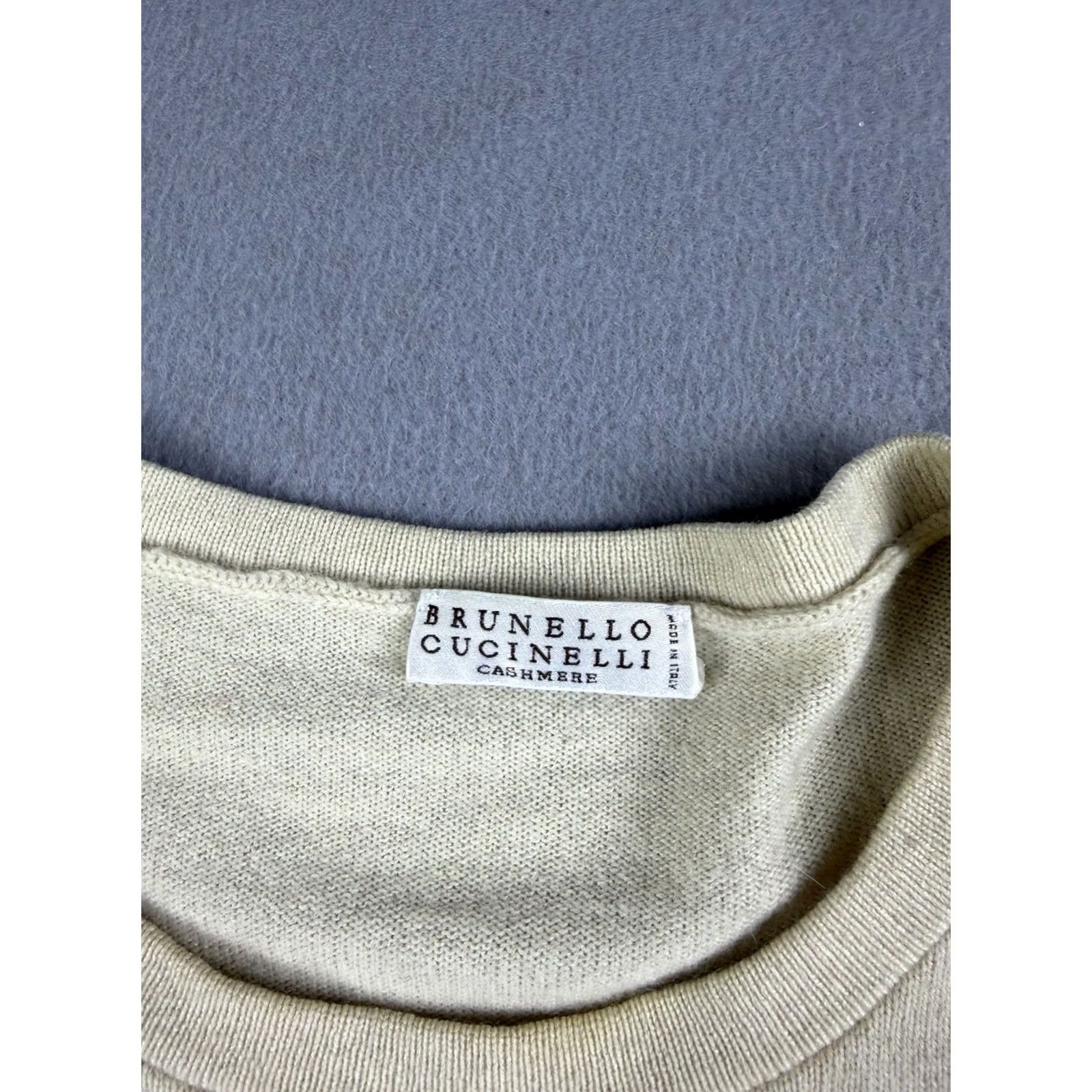 Brunello Cucinelli Brunello Cucinelli Sweater Womens S Beige Cashmere Knit Crew Neck Long Sleeve Pullover Italy Casual Luxury Sequin Autumn Winter Designer Womens Size S / US 4 / IT 40 - 7 Thumbnail