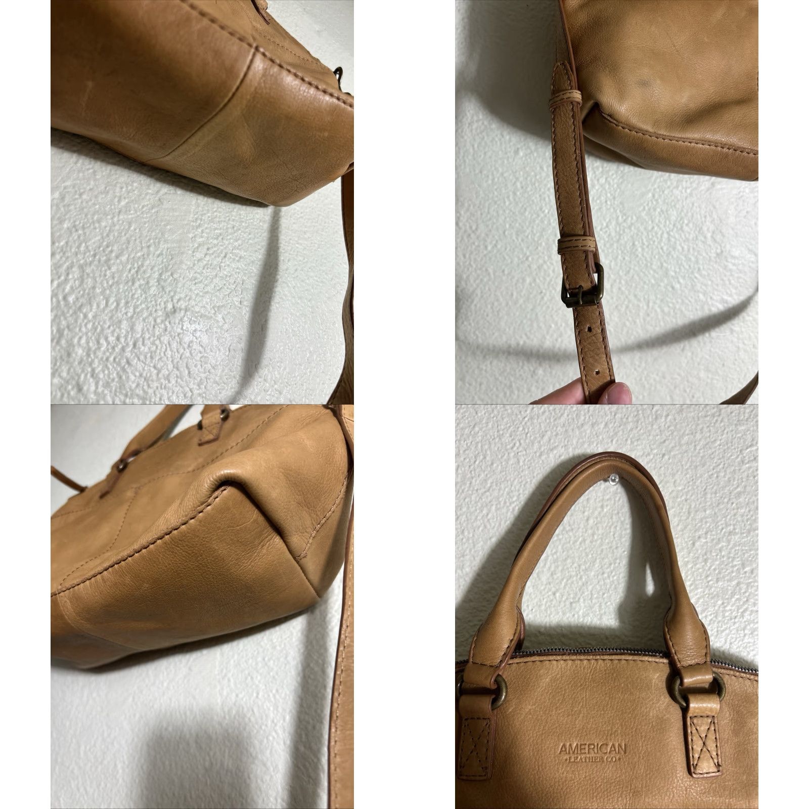 Vintage VINTAGE American Leather Co Crossbody Handbag Tan 11x10x5.5 Women Accessories Gr ay Leather Stains Size ONE SIZE - 8 Thumbnail