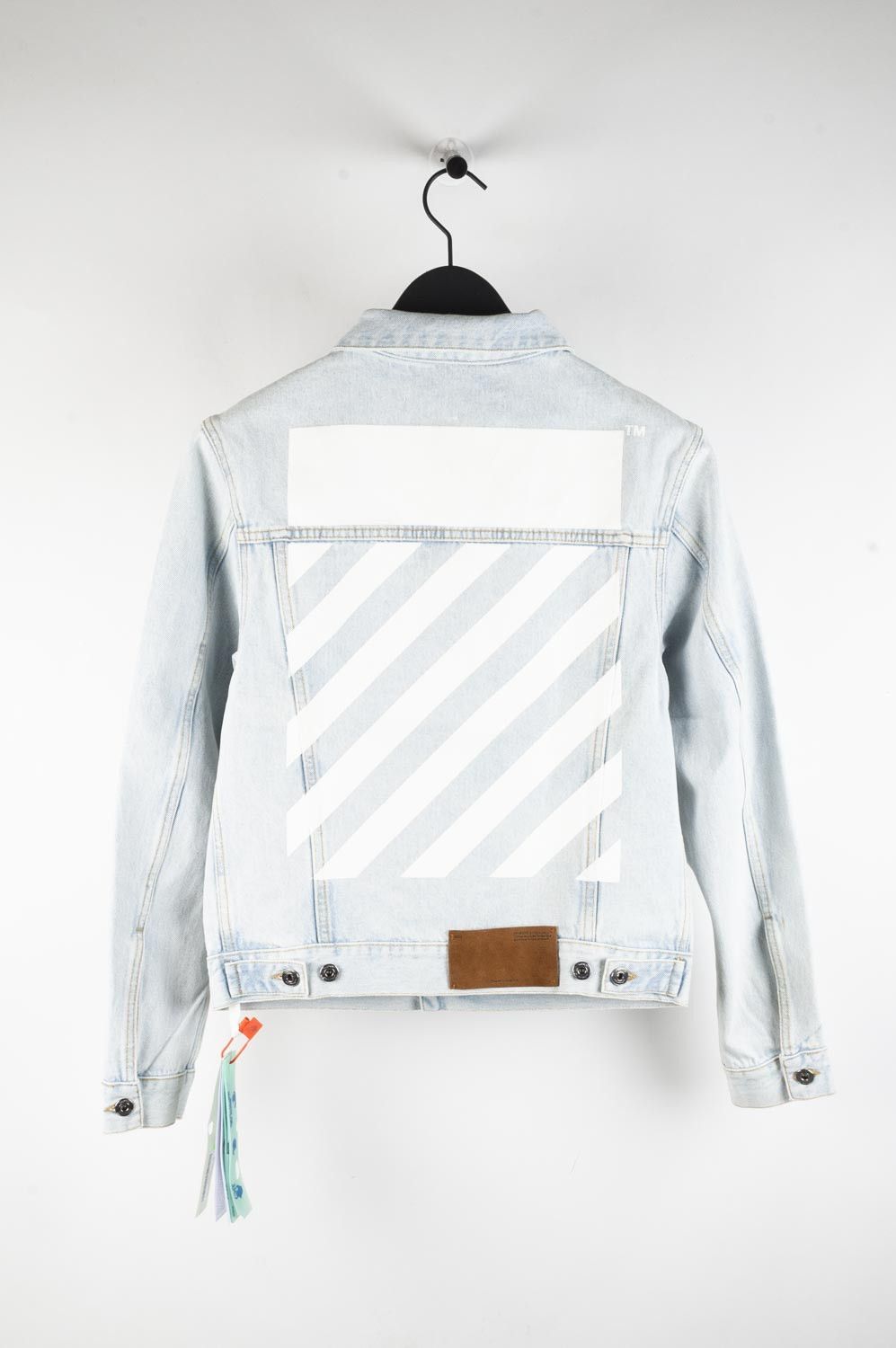 image of Off White Original New Off-White Men Light Blue Denim Jacket (Size Medium)
