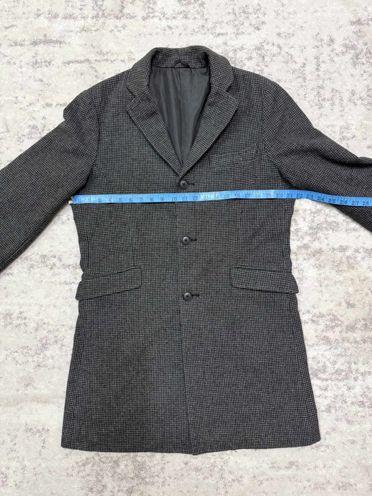 Tete Homme TETE HOMME GREY HOUNDSTOOTH WOOL OVERCOAT JACKET Size US M / EU 48-50 / 2 - 16 Thumbnail