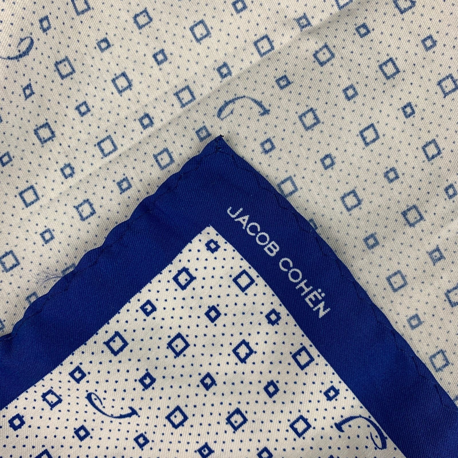 Jacob Cohen JACOB COHEN White Blue Print Cotton Silk Pocket Square Size ONE SIZE - 6 Thumbnail