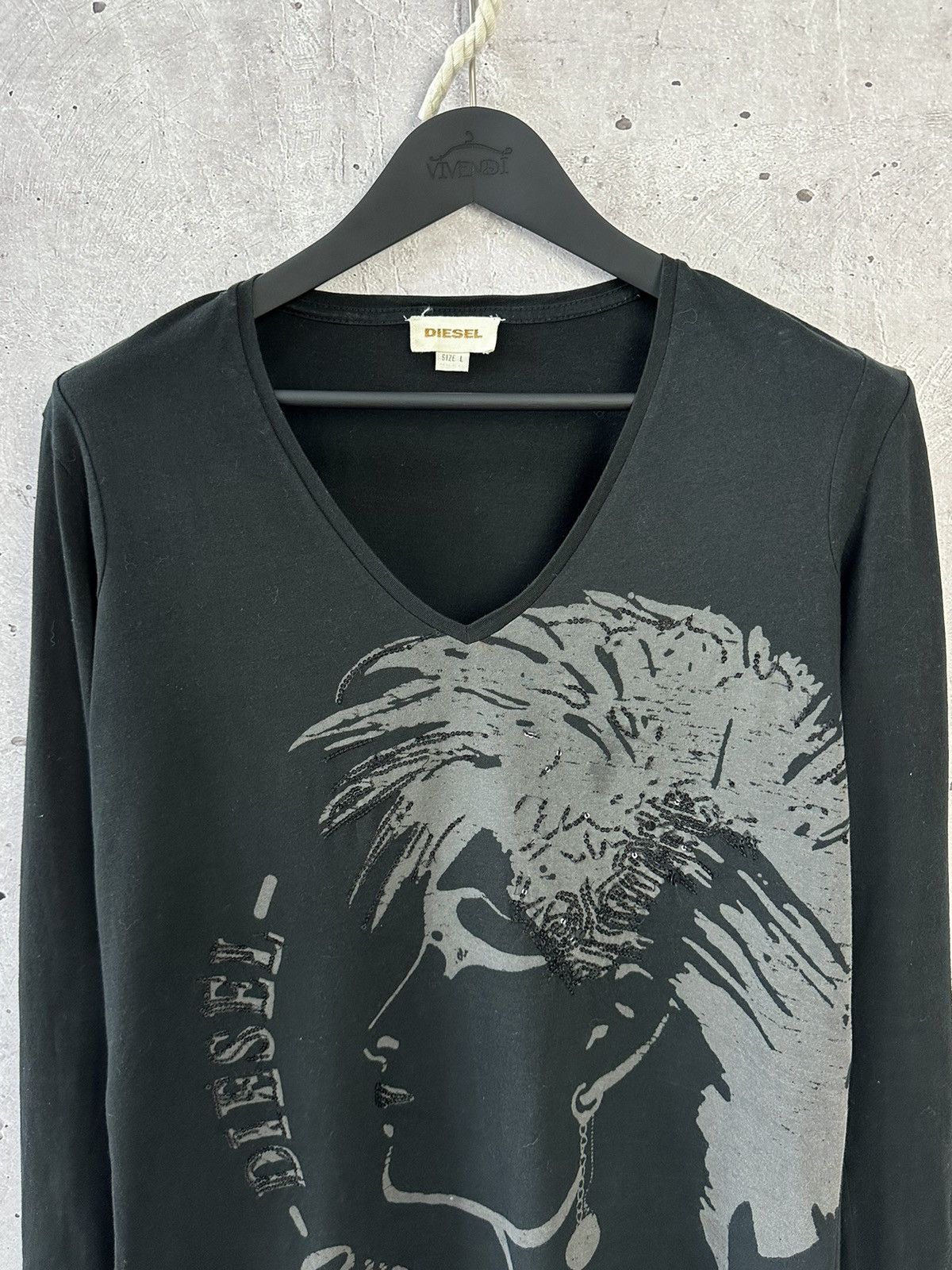 Diesel Vintage Diesel Printed Black Women’s Long Sleeve Jumper Size L / US 10 / IT 46 - 2 Thumbnail