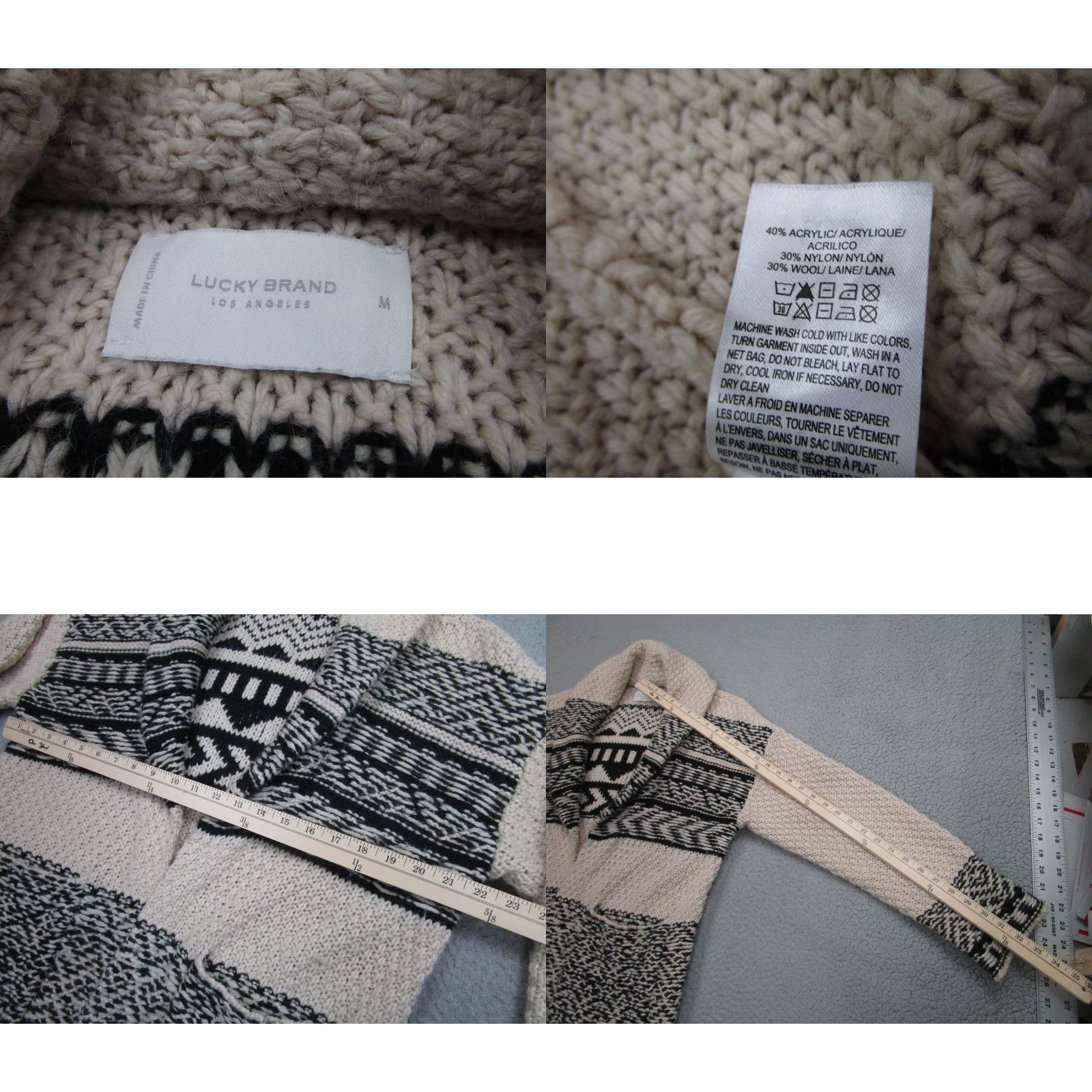 Lucky Brand Lucky Brand Cardigan Sweater M Tribal Boho Western Aztec Southwestern White Womens Size M / US 6-8 / IT 42-44 - 8 Thumbnail