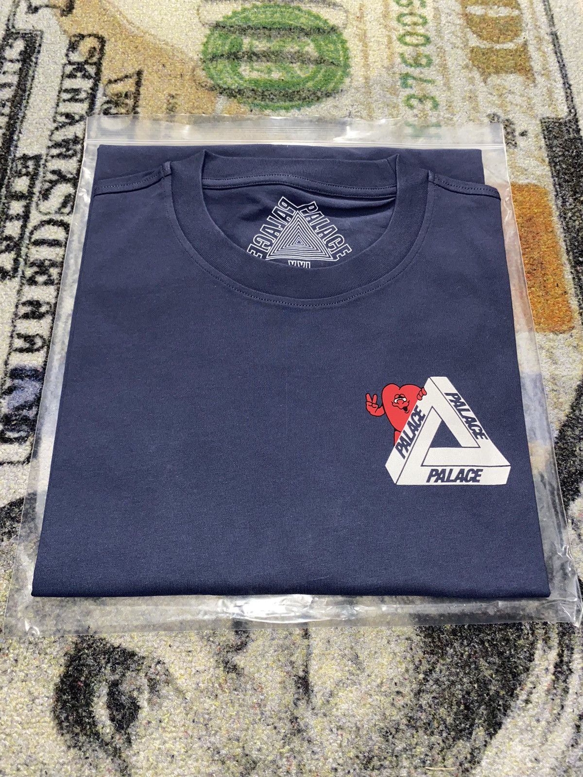 image of Palace Tri-Hearts T-Shirt in Navy, Men's (Size 2XL)