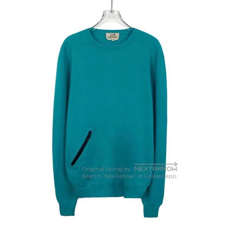 Hermes Hermes Blue wool round-neck long-sleeve knit top Size US M / EU 48-50 / 2 - 1 Thumbnail