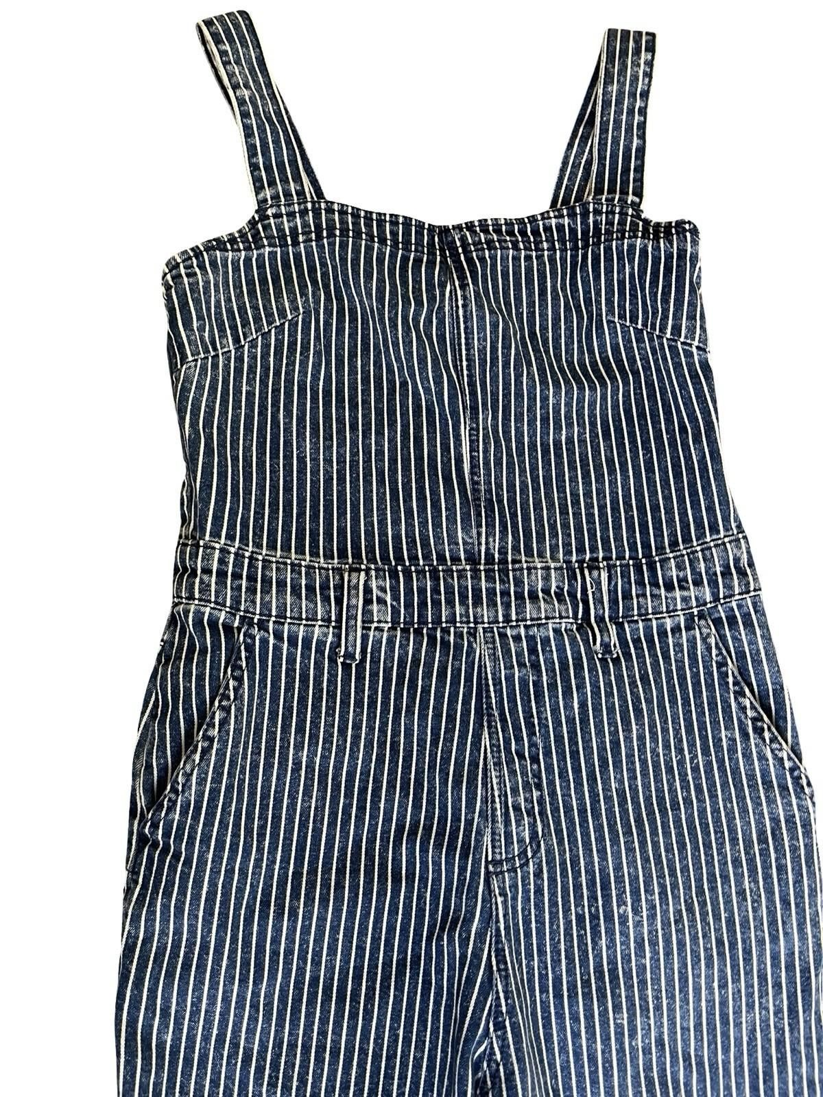 Unknown London Women's Striped Denim Jumpsuit with Adjustable Straps Size 27" / US 4 / IT 40 - 4 Thumbnail