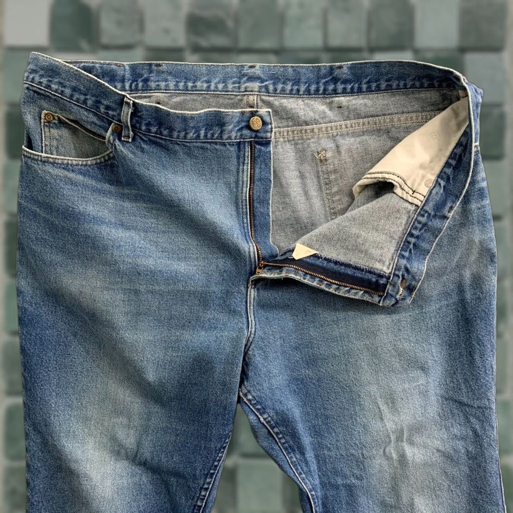 VINTAGE Lee Jeans 44x29 Bootcut Mens Denim 70s Blue Tag Multicolor