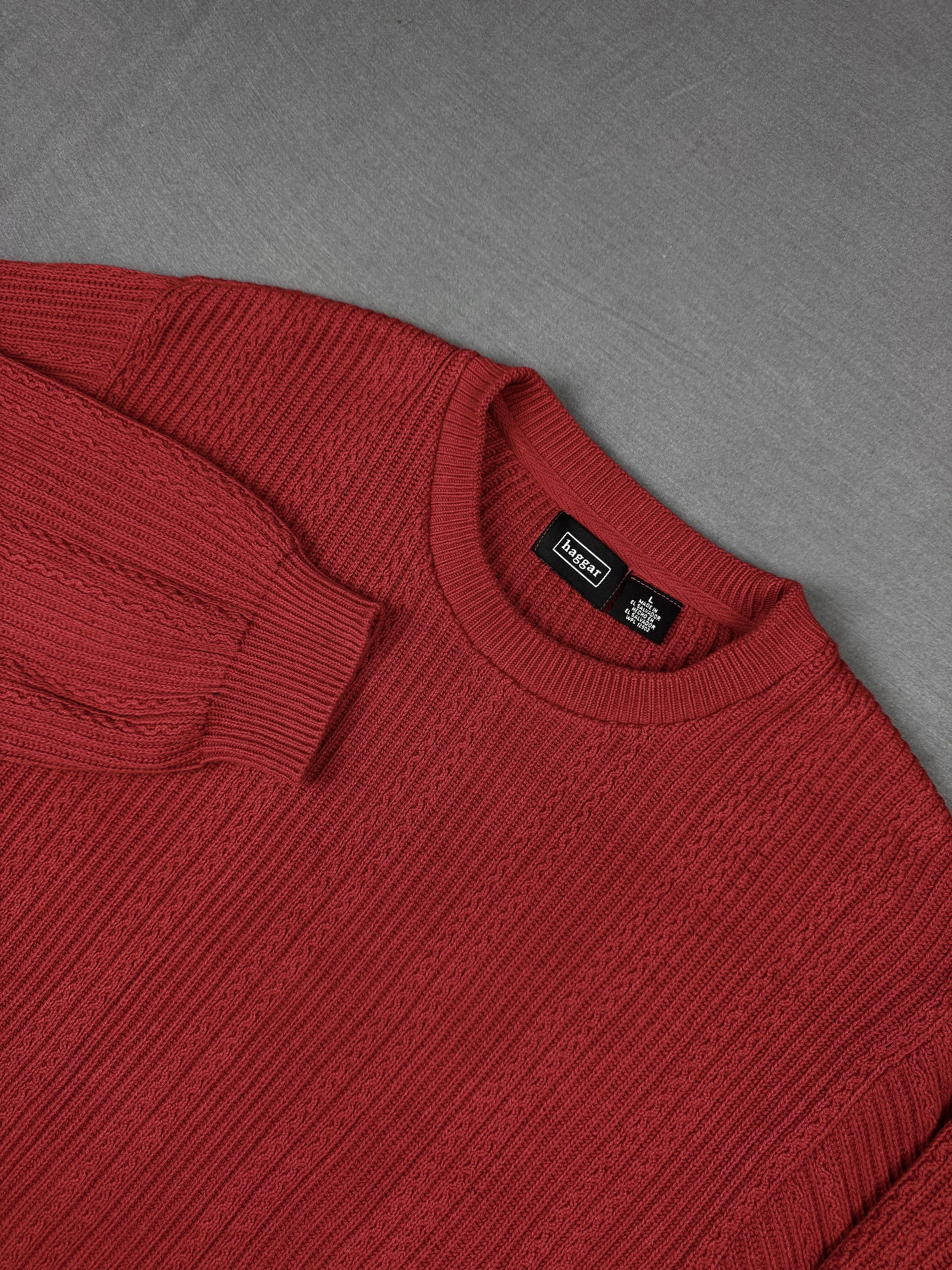 Haggar Vintage Hagger Sweater Heavyweight Knit Ribbed Red Grandpa Size US L / EU 52-54 / 3 - 1 Thumbnail