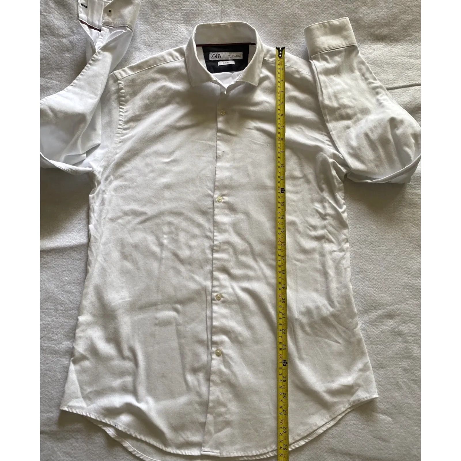 Zara Zara Dress Shirt Slim Fit M White Button-Up Unisex Adults 100% Cotton Slm Slimming Shirt Size M / US 6-8 / IT 42-44 - 5 Thumbnail