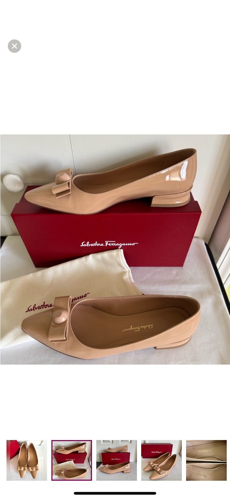Salvatore Ferragamo SALVATORE FERRAGAMO Beige Patent Leather Pumps 8.5 Mint Size US 8.5 / IT 38.5 - 3 Thumbnail