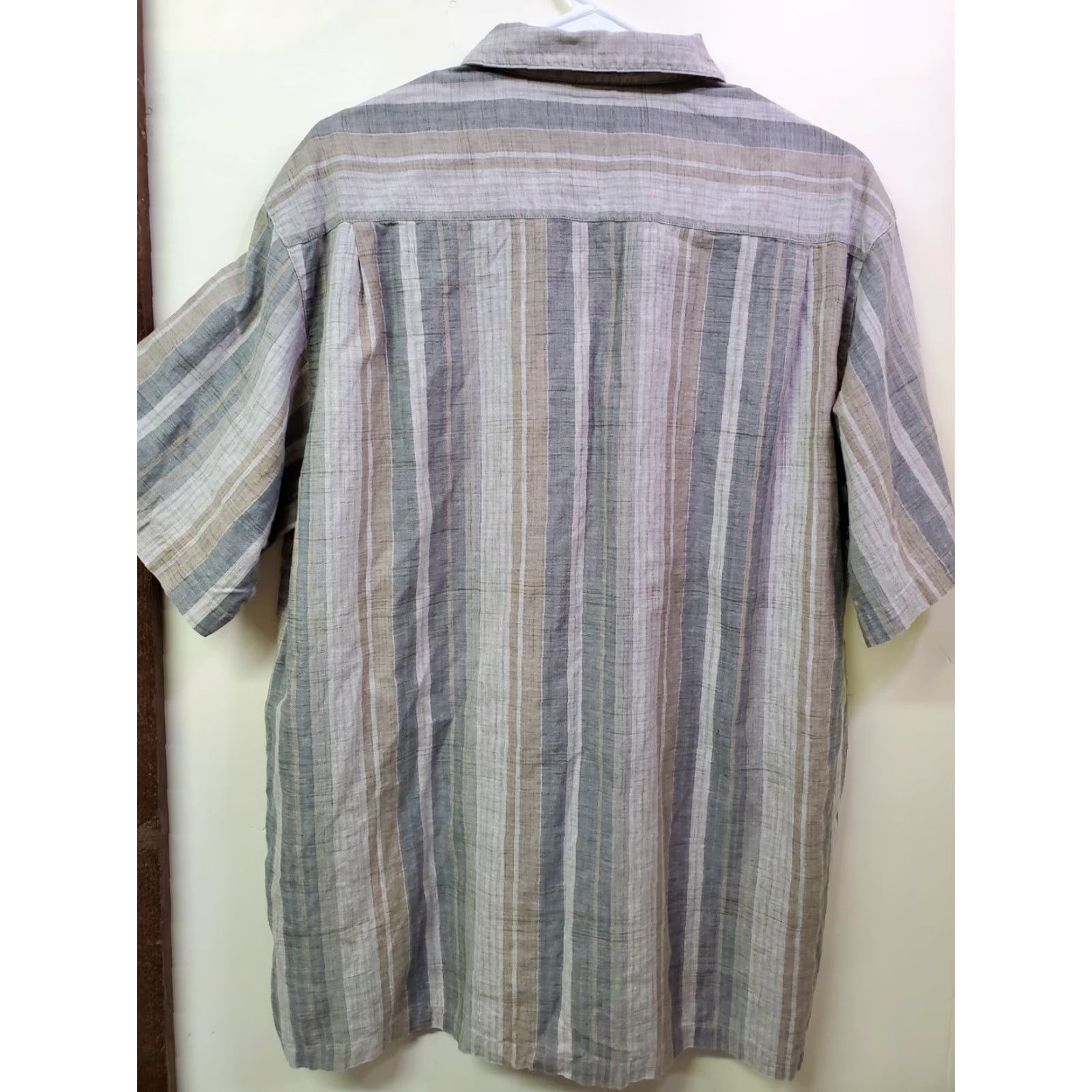 Vintage Columbia XCO Shirt Mens XL Button-Up Short Sleeve Striped Cotton Brown Gray Pocket Breathable Casual Travel Size US XL / EU 56 / 4 - 4 Thumbnail