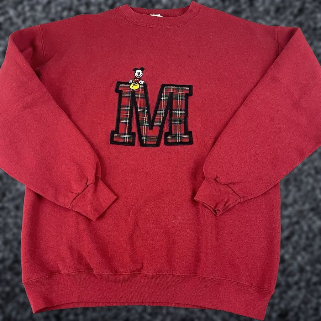 Disney VINTAGE Disney Mickey Mouse Sweatshirt Large Red Pullover Crewneck Plaid USA D48 Size US L / EU 52-54 / 3 - 1 Thumbnail