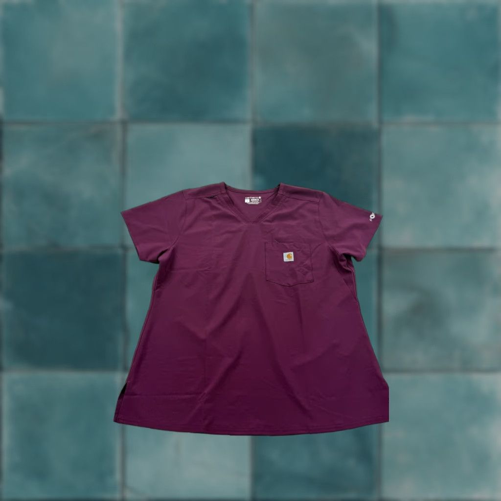 Carhartt VINTAGE Carhartt Scrub Shirt Womens Large Purple Force Modern Fit V-Neck Pocket Nursing Size L / US 10 / IT 46 - 1 Thumbnail