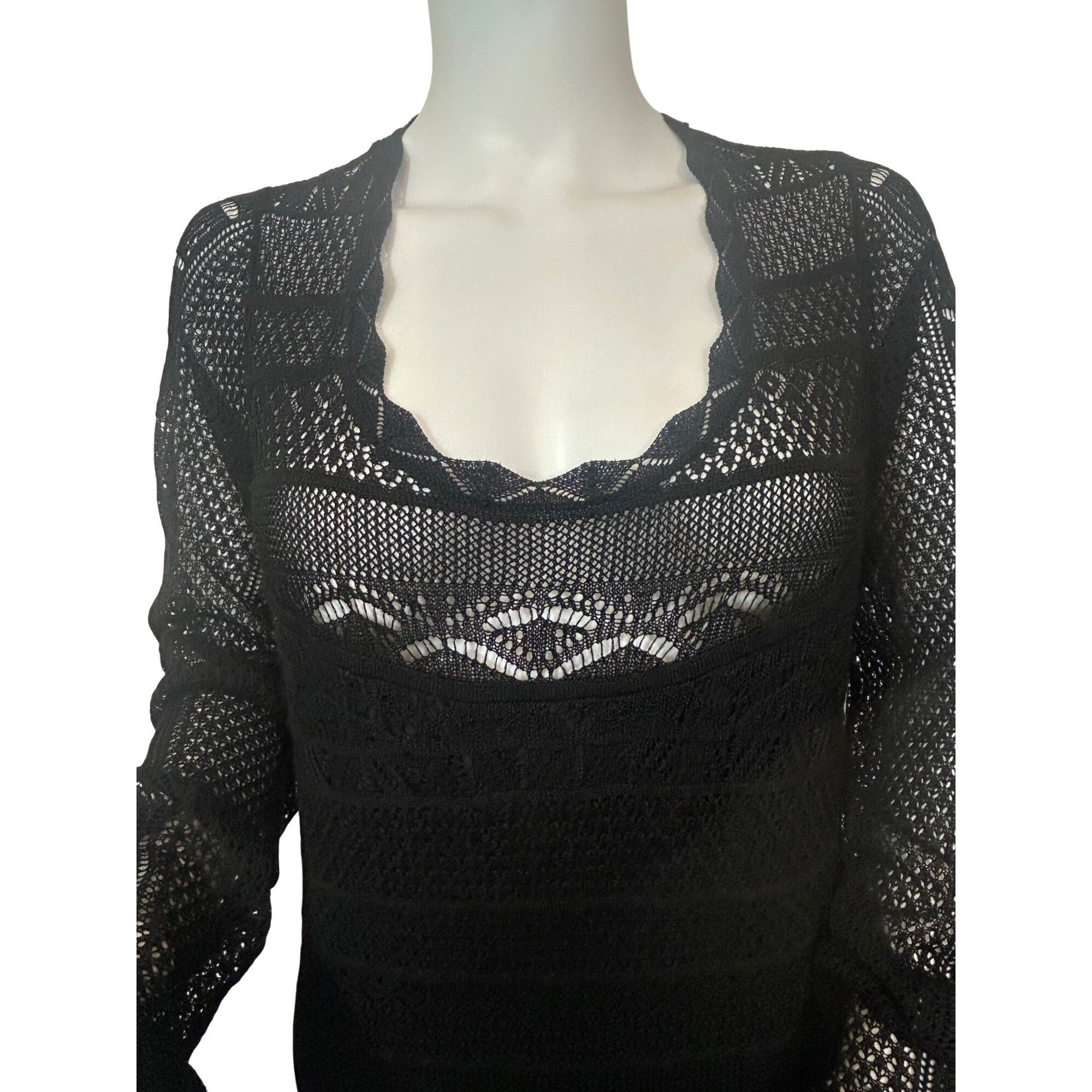 Polo Ralph Lauren Polo Ralph Lauren Maxi Dress L Black Lace Knit Long Sleeved Size L / US 10 / IT 46 - 9 Thumbnail