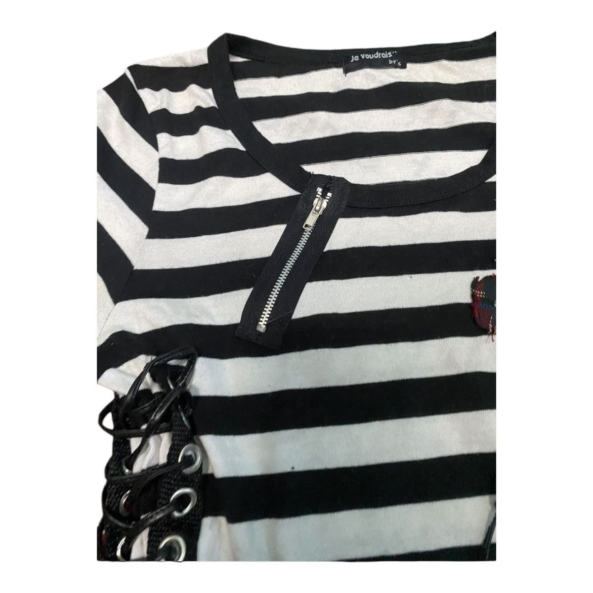 If Six Was Nine RARE GOTHIC PUNK PRISONER STRIPE BONDAGE SHIRT Size M / US 6-8 / IT 42-44 - 3 Thumbnail