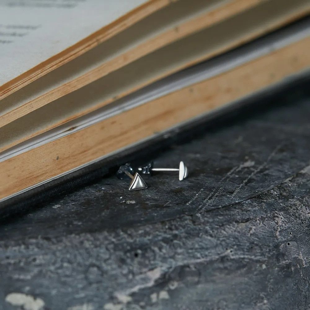 Jewelry Tiny Triangle Stud Earrings 925 Sterling Silver Ear Gift Size ONE SIZE - 5 Thumbnail