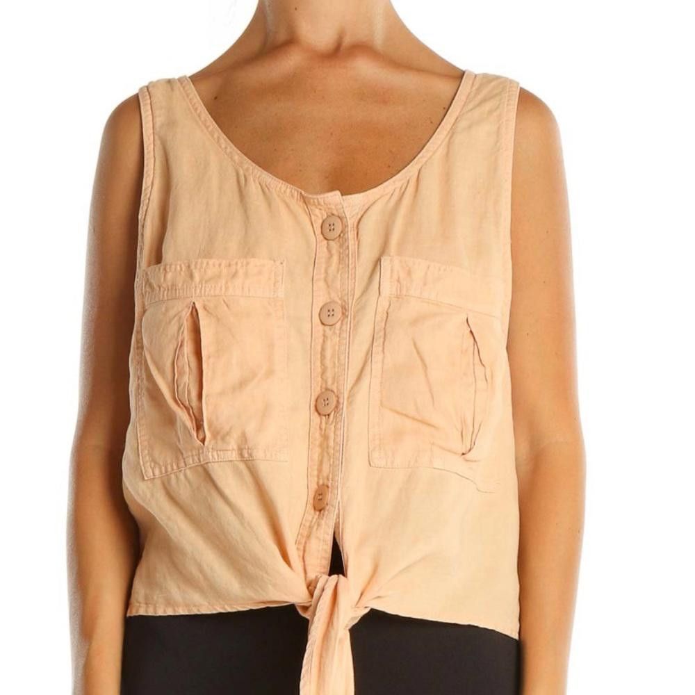 Free People Free People l Peach Button Down Linen Top Size XS Size XS / US 0-2 / IT 36-38 - 1 Thumbnail