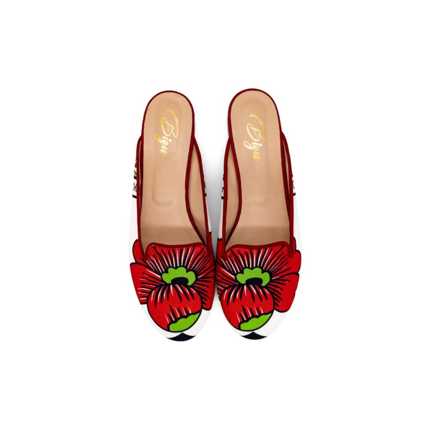BIZU Chic Mule, Slip On - Red & White Shoes, Made In Italy, Raha Size US 8.5 / IT 38.5 - 1 Thumbnail