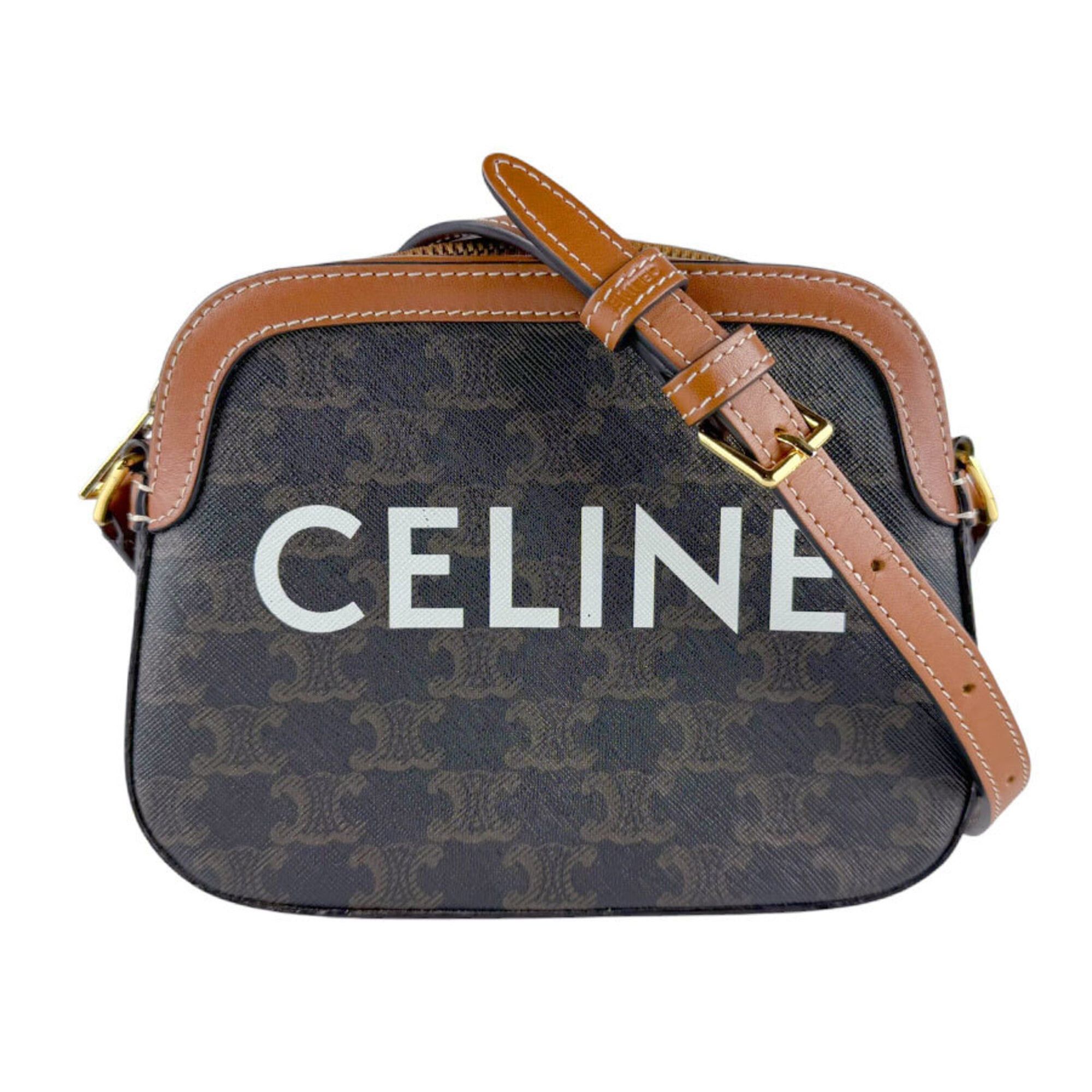 Celine Celine Triomphe Small Leather Camera Bag, Brown, Women's (z9605) Size ONE SIZE - 1 Thumbnail