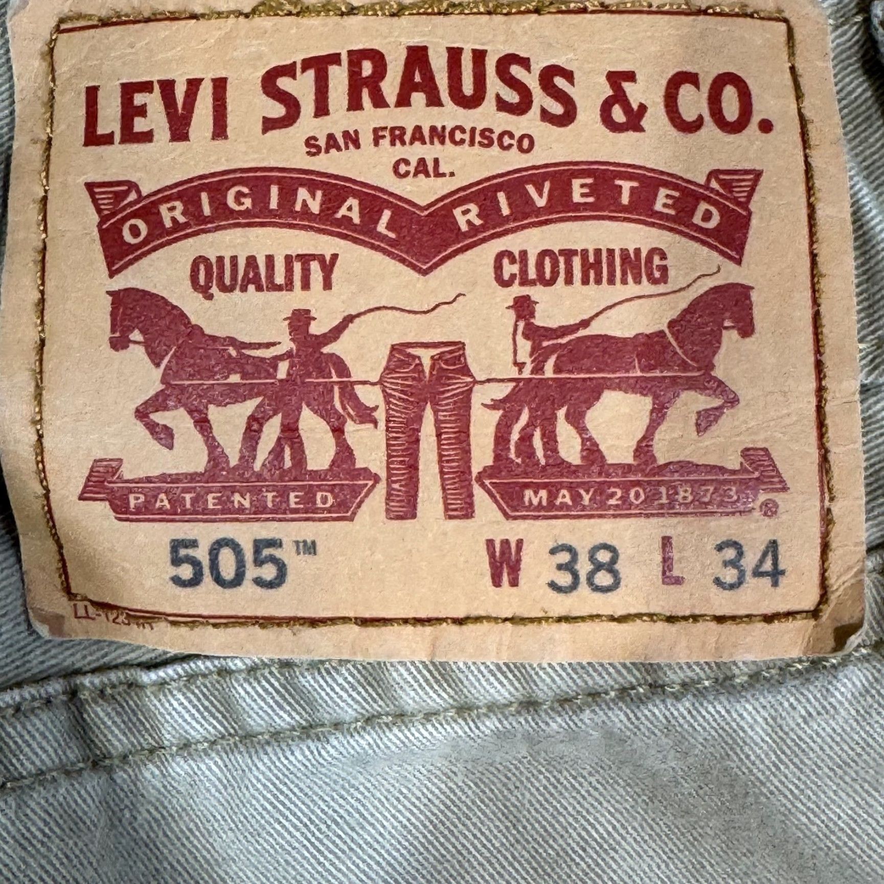 Levi's Levi's 505 Jeans Beige 38 X 34 Regular Straight Mid-Rise Denim Mens Size US 38 / EU 54 - 3 Thumbnail