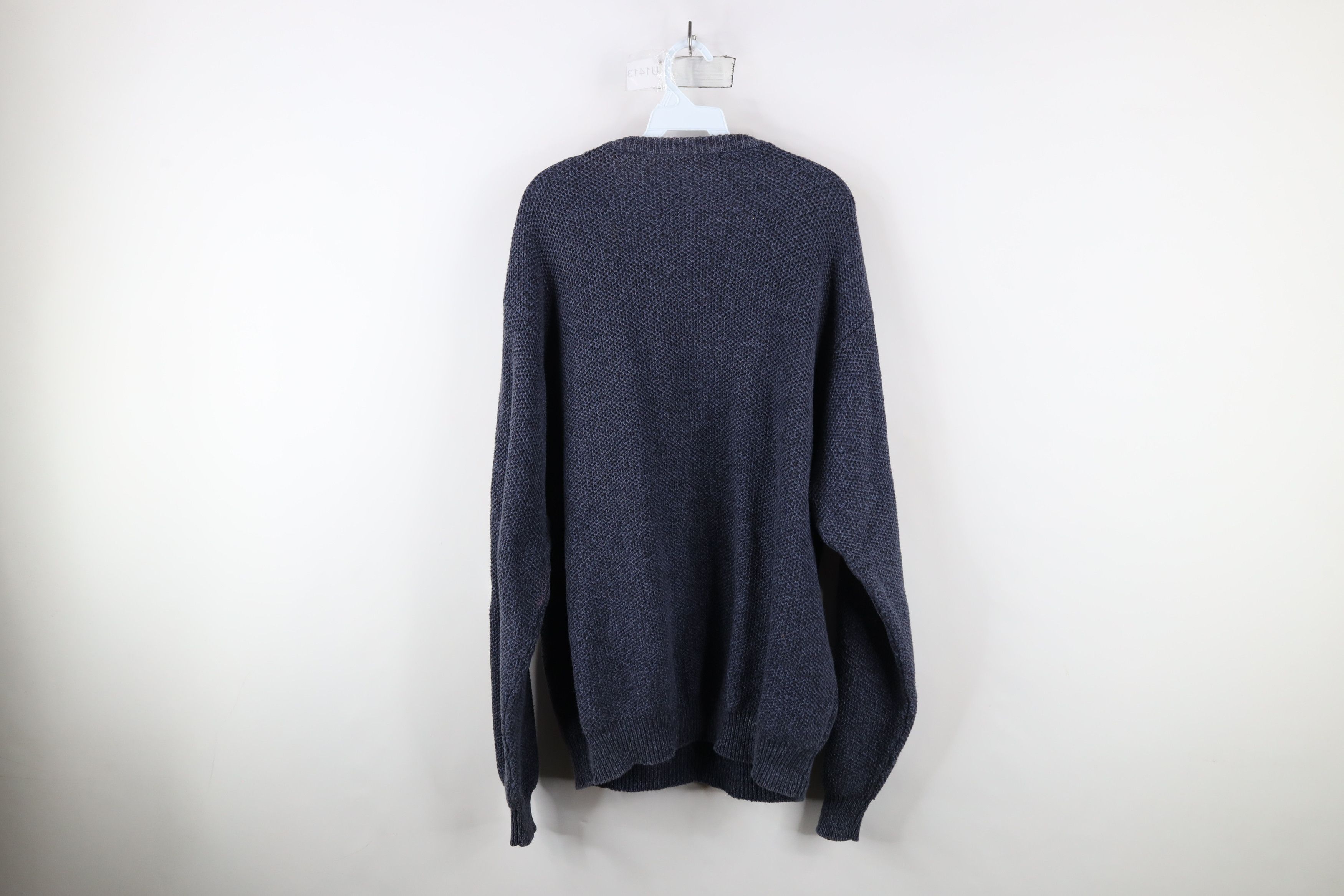 Vintage Vintage 90s Streetwear Thermal Waffle Knit Sweater Blue Size US XXL / EU 58 / 5 - 9 Thumbnail