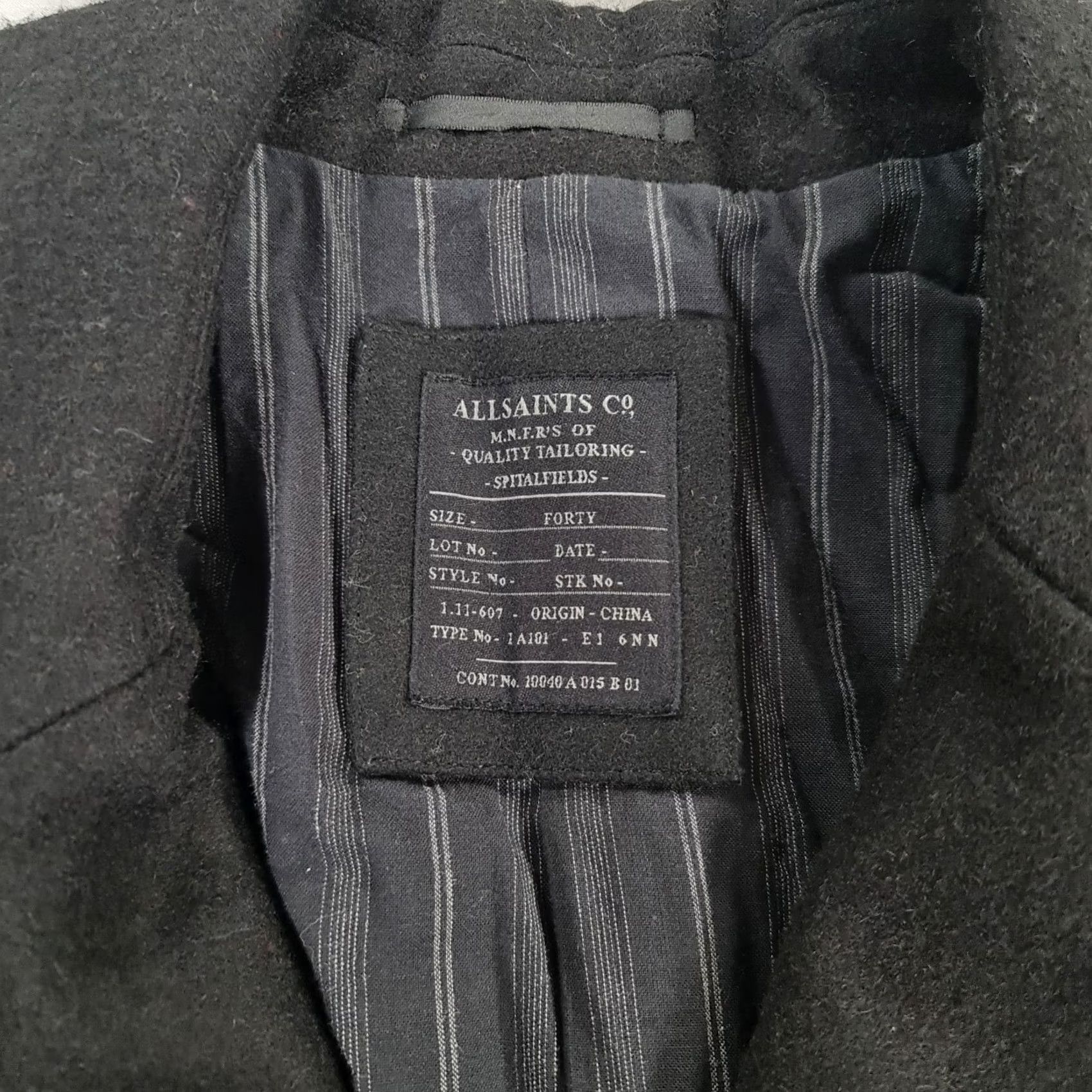 Allsaints AllSaints Mens Coat Black 40 Torrent Wool Double Breasted Peacoat Coat Mens Wool Black 40 AllSaints Size US XXS / EU 40 - 4 Thumbnail